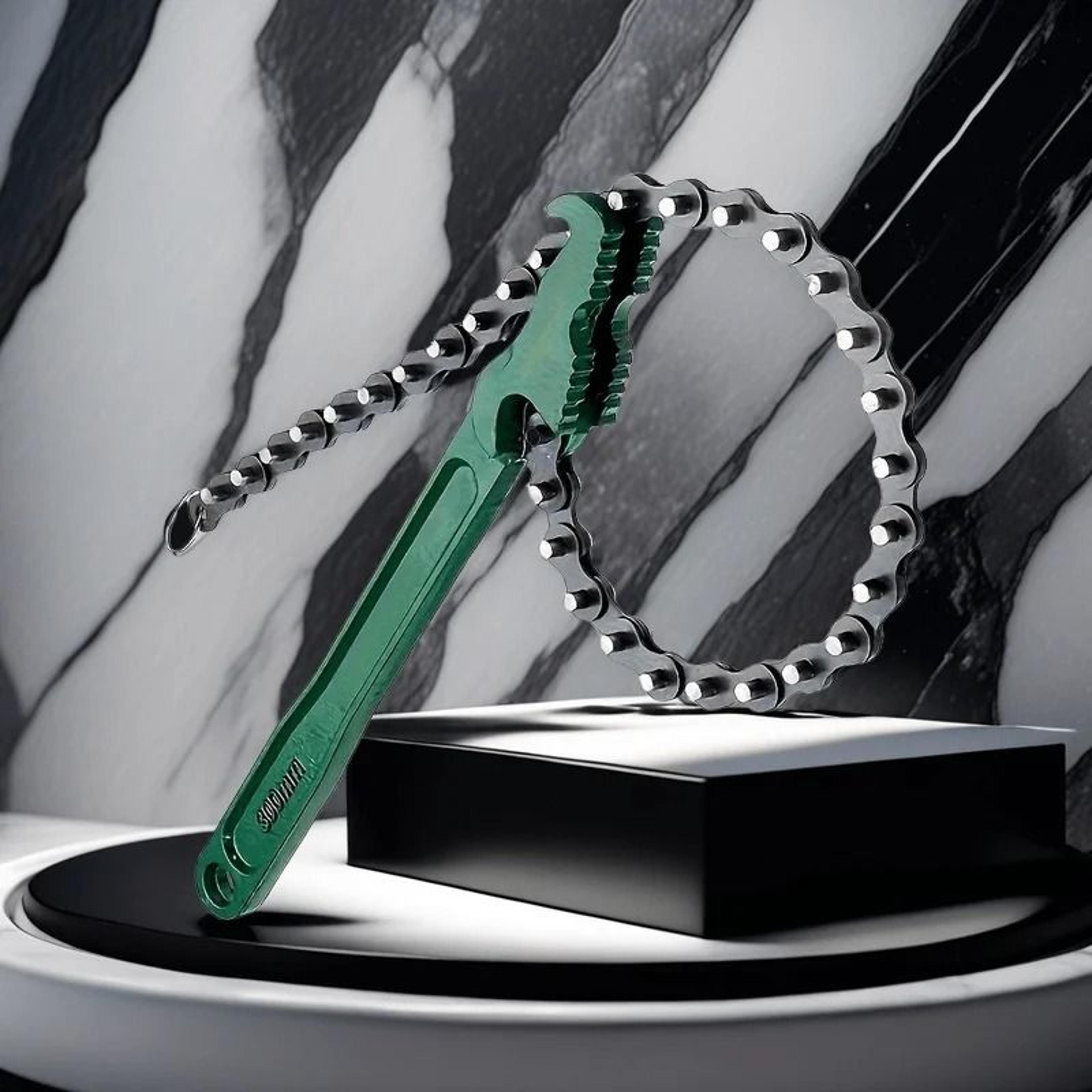 adjustable chain wrench tool with ergonomic handle for filters and pipes