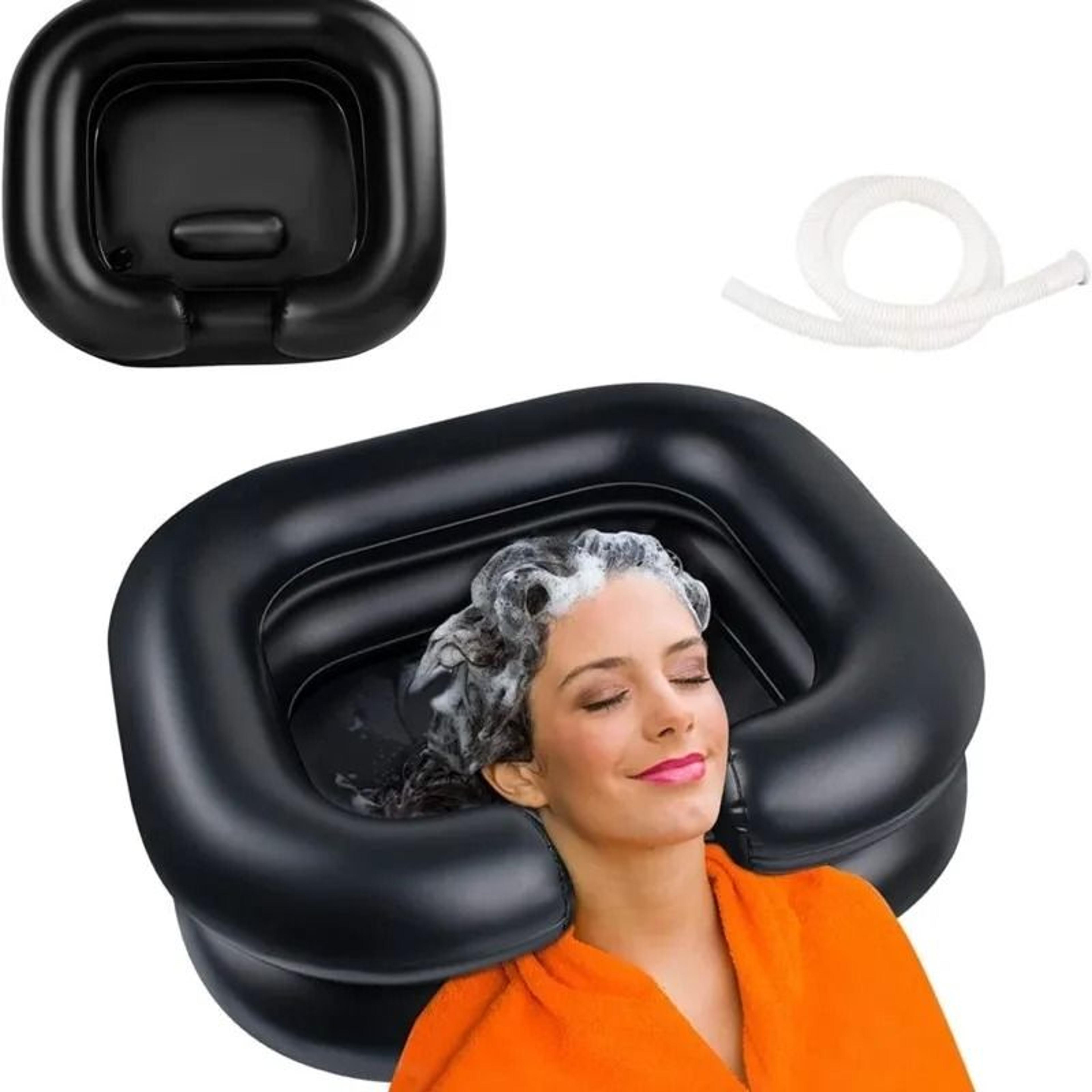inflatable hair washing basin with drain hose – portable pvc shampoo bowl for bedridden, elderly, and pregnant adults