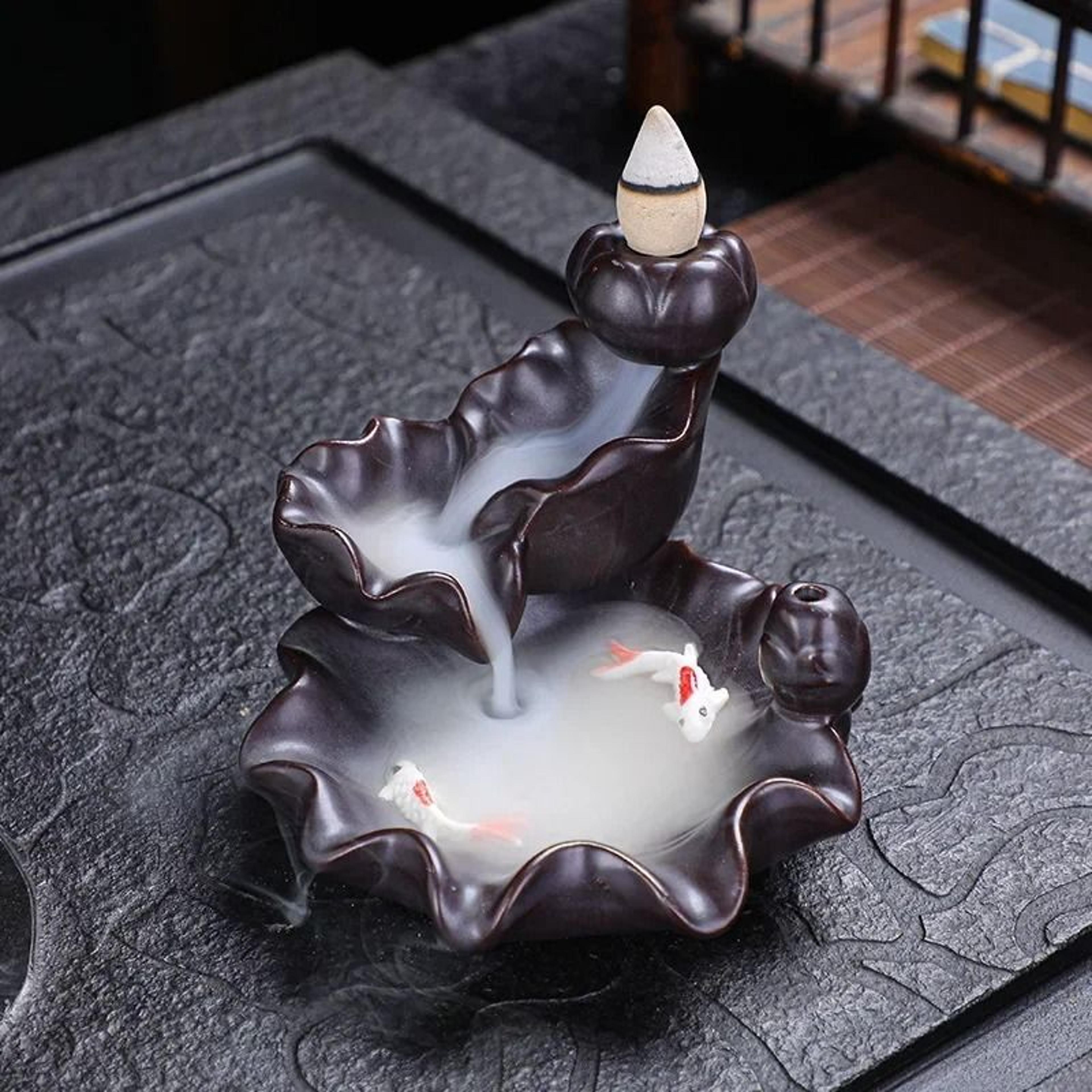 ceramic reverse flow incense burner – creative home decor aromatherapy ornament