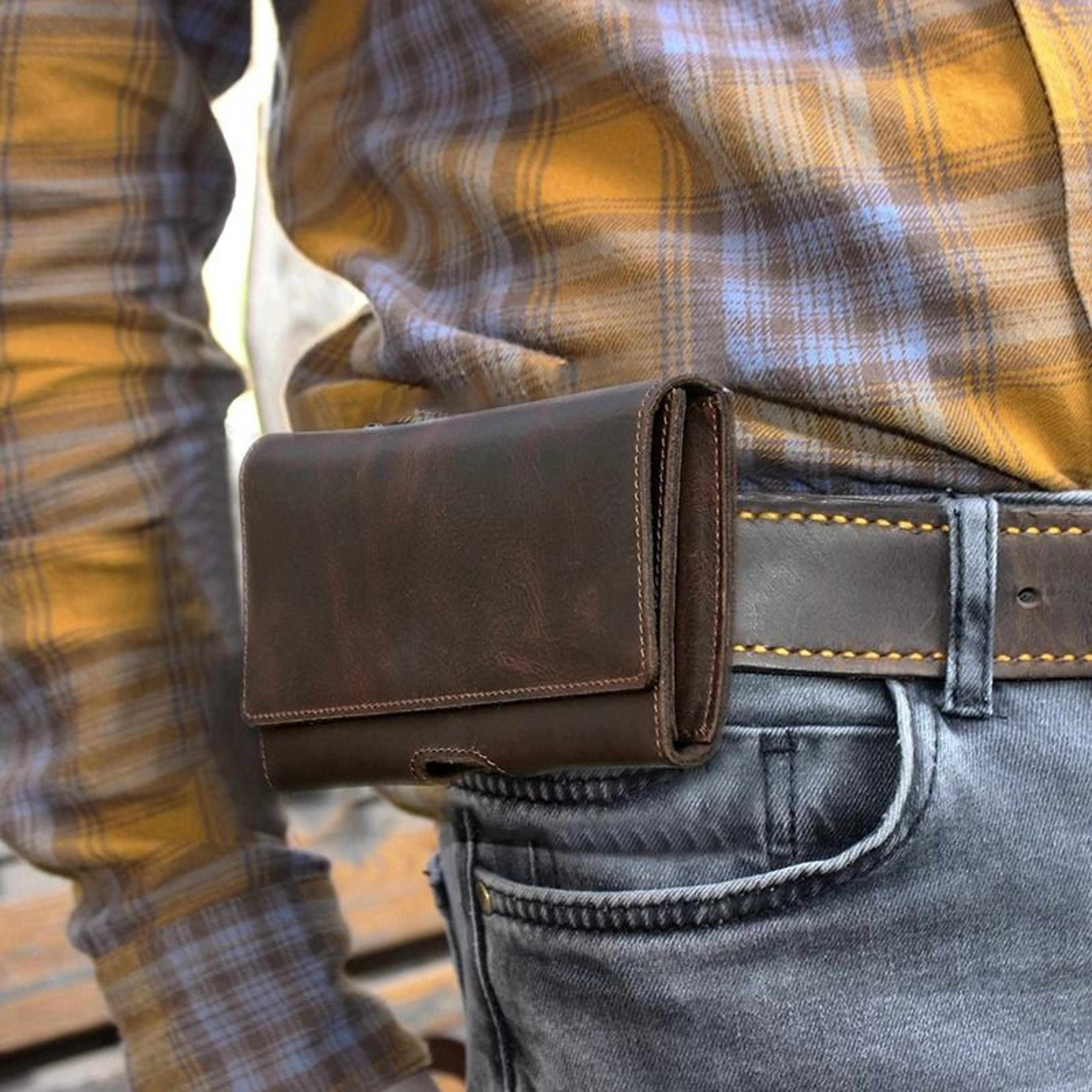 genuine leather mens waist bag – vintage travel fanny pouch and phone belt wallet