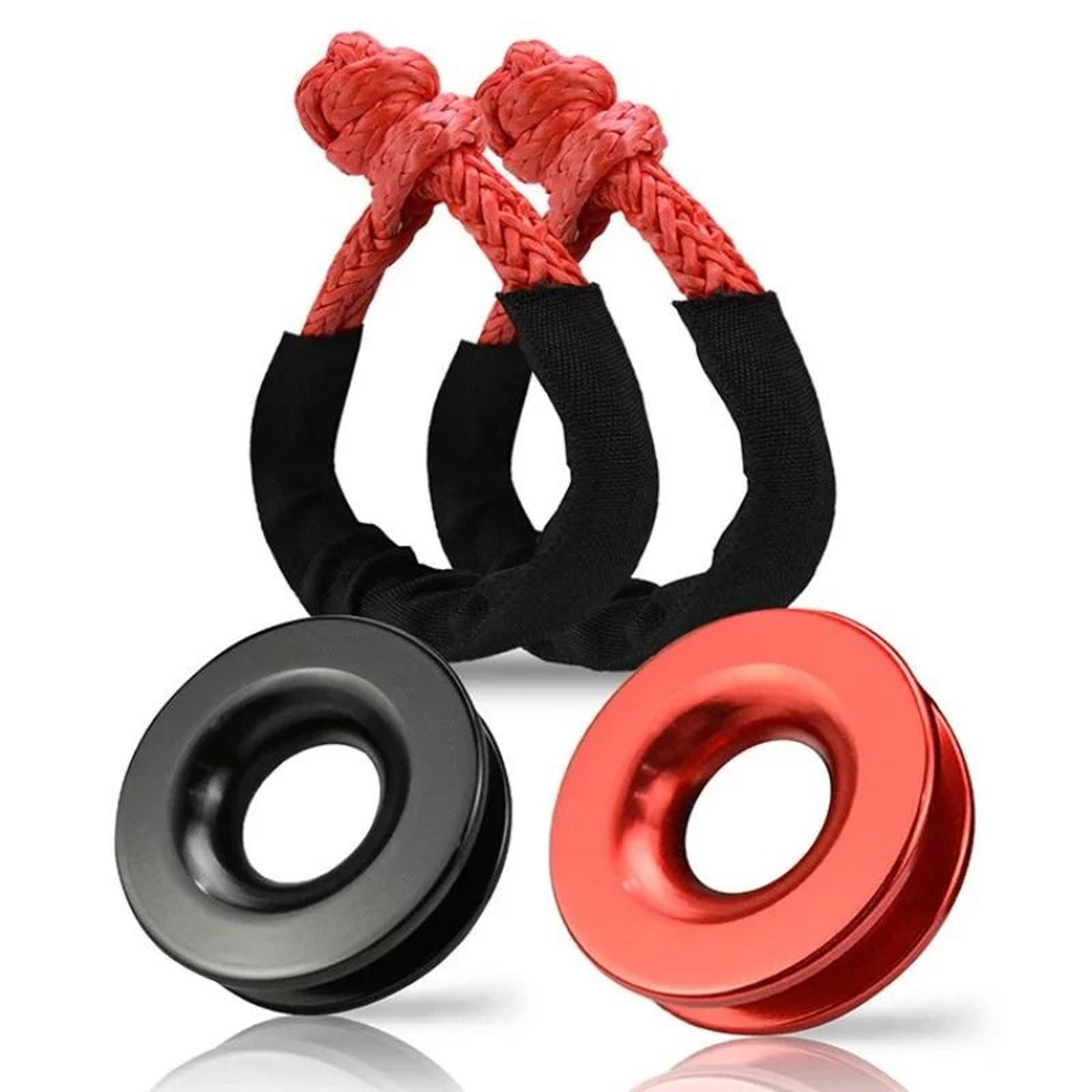 synthetic soft tow rope with protective sleeve – 55,000 lbs recovery shackle for jeep, truck, suv