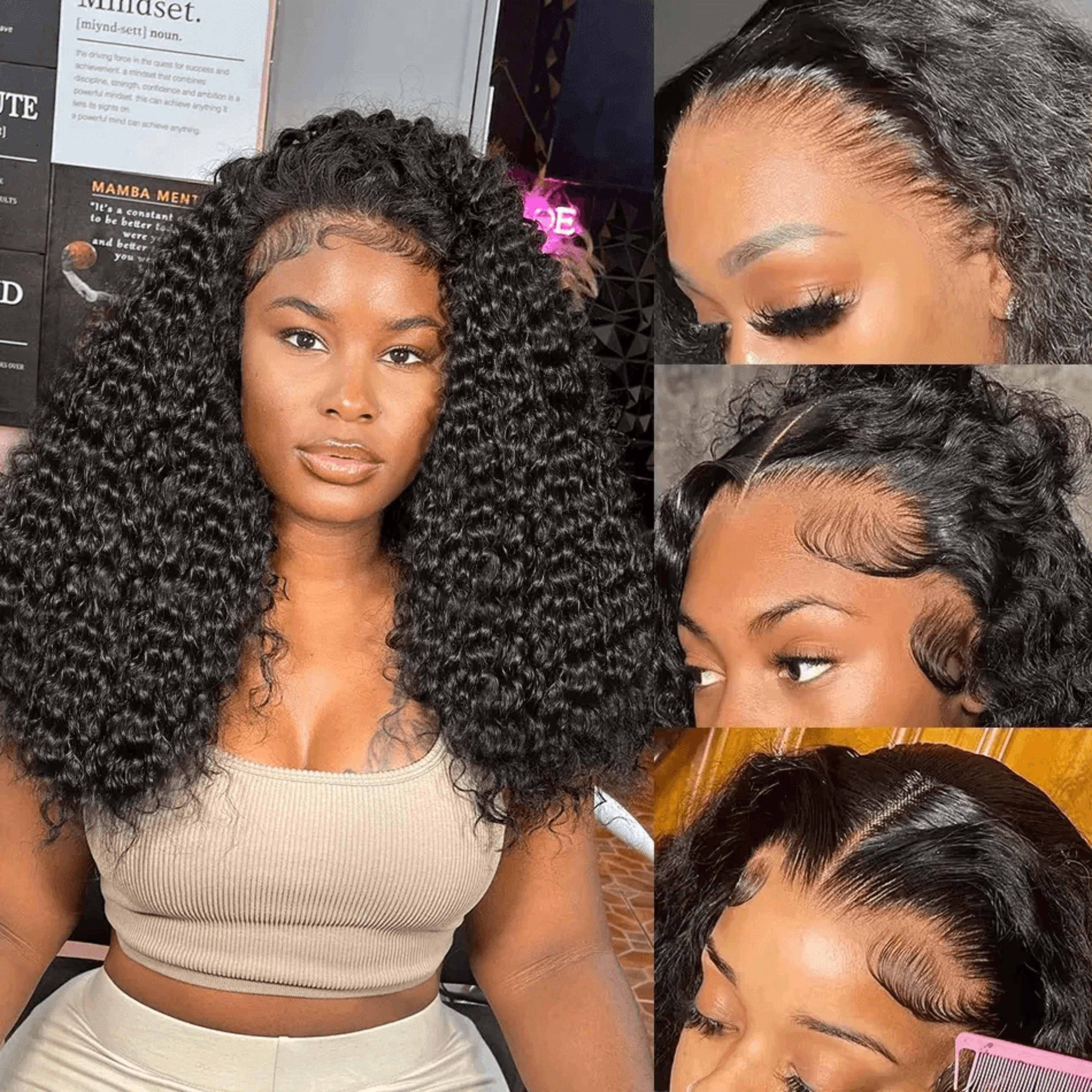deep wave curly bob wig 13x4 transparent lace front 100 percent human hair