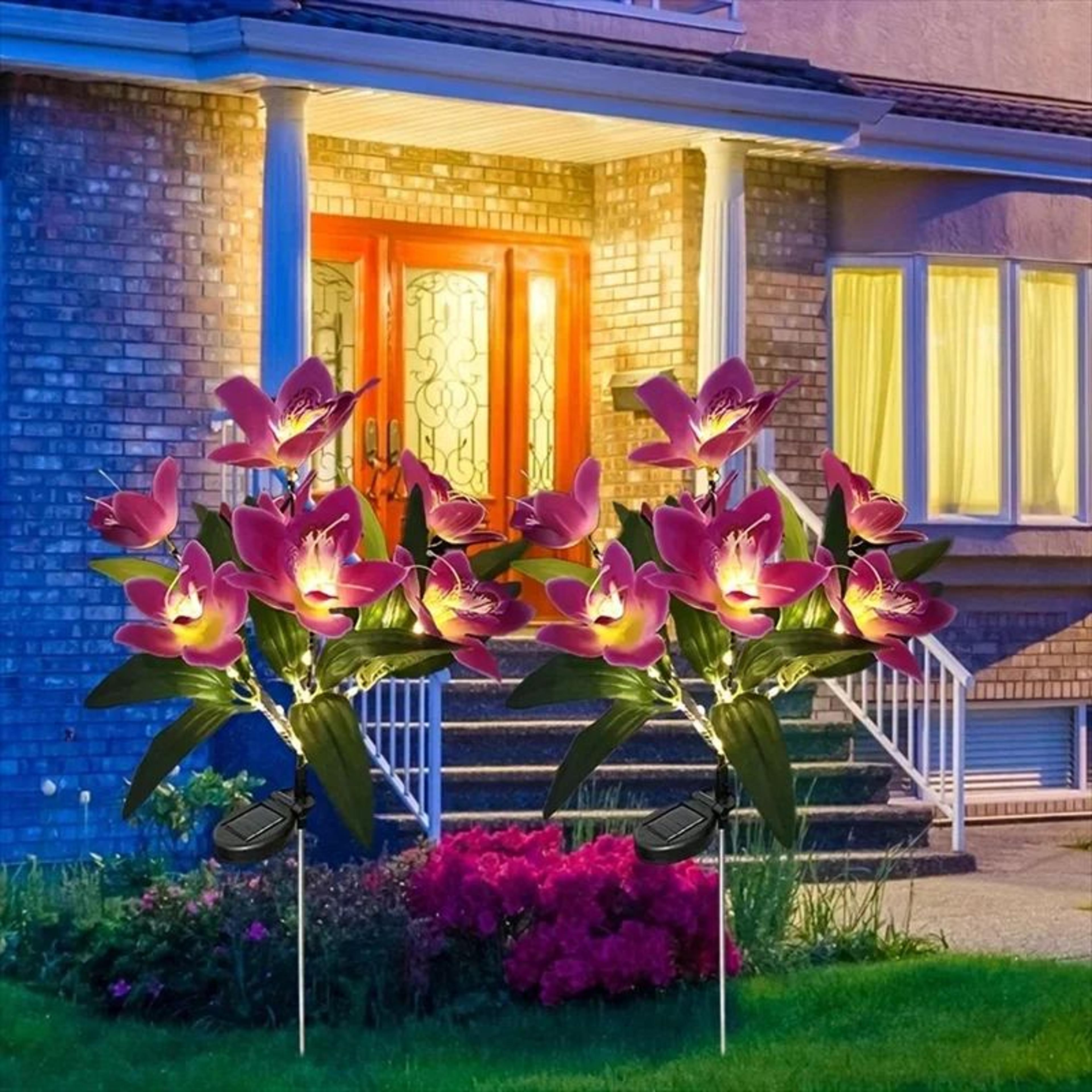 led solar flower garden lights