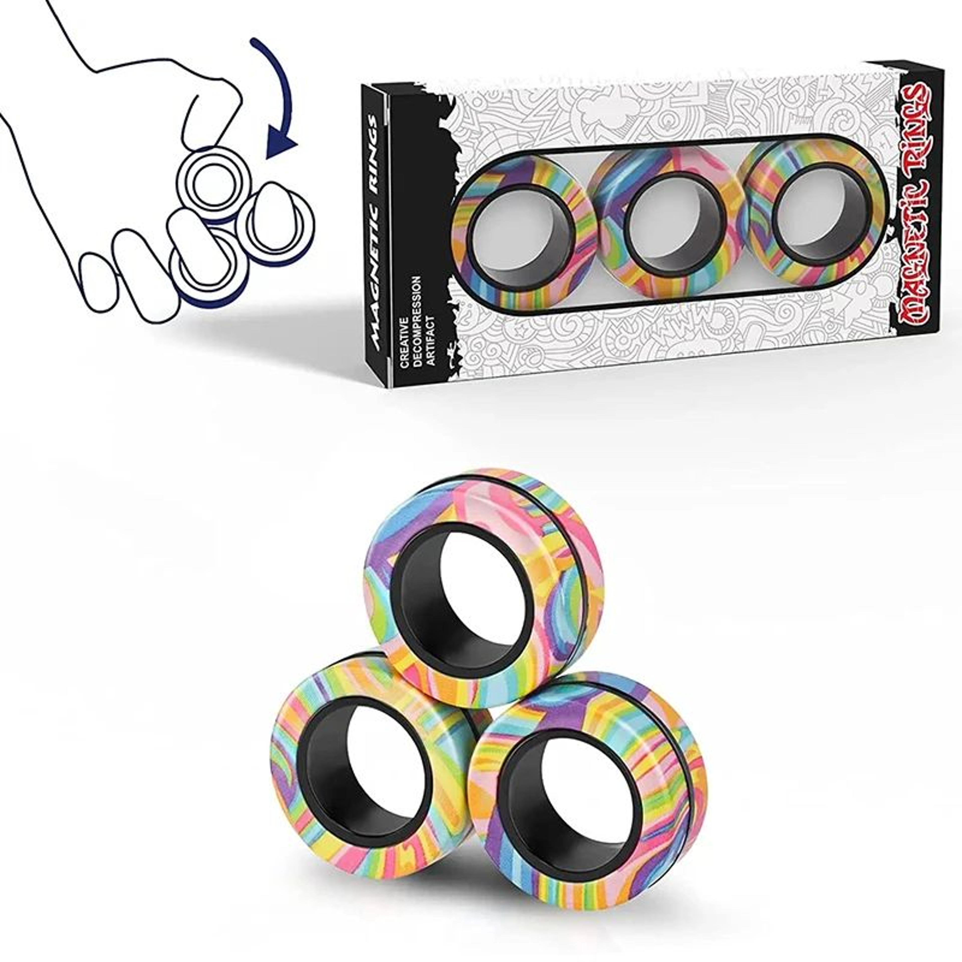 magnetic fidget spinner rings set 3pcs stress relief toy for adults and kids