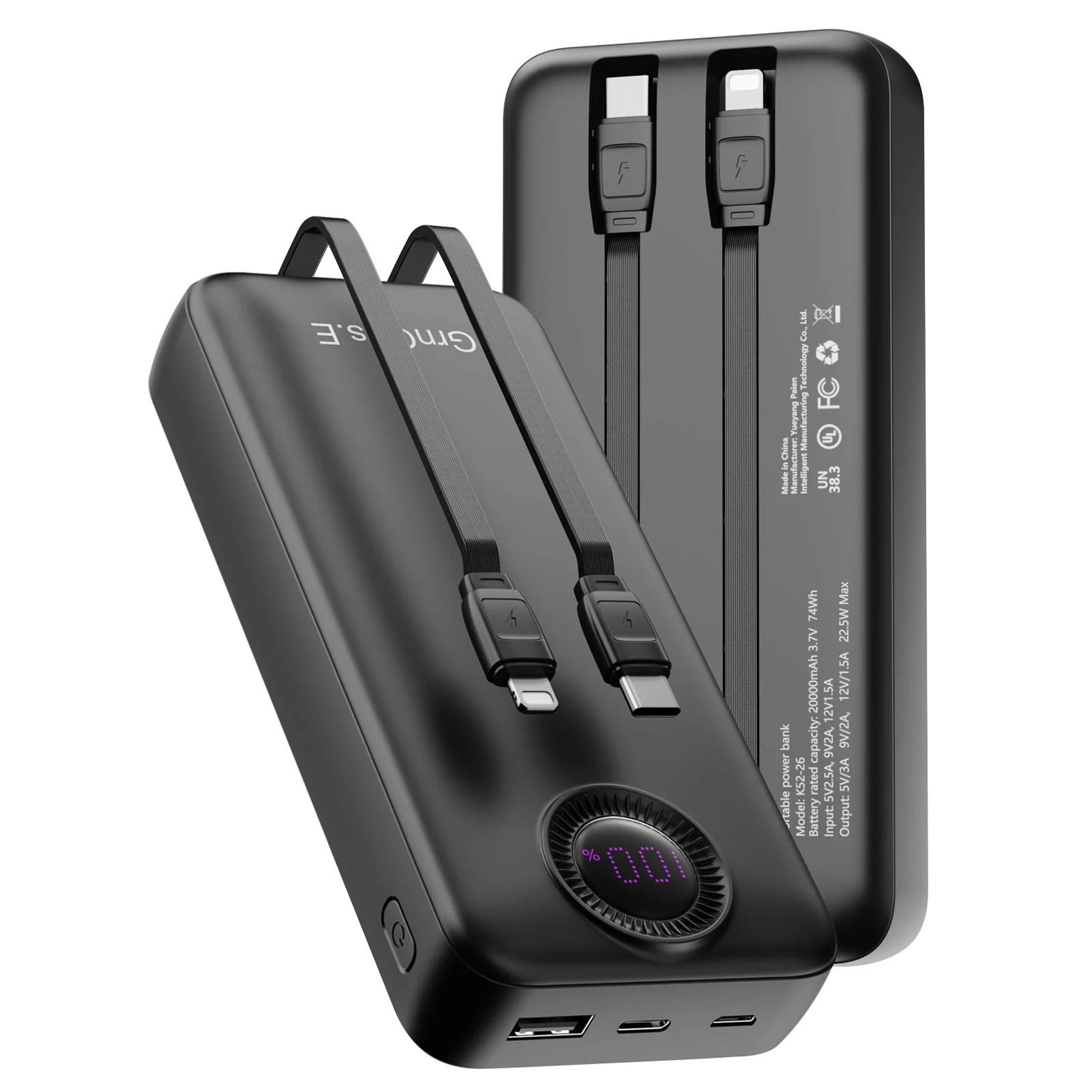 20000mah portable power bank – 22.5w fast charging external battery with dual input and five outputs for iphone and andr