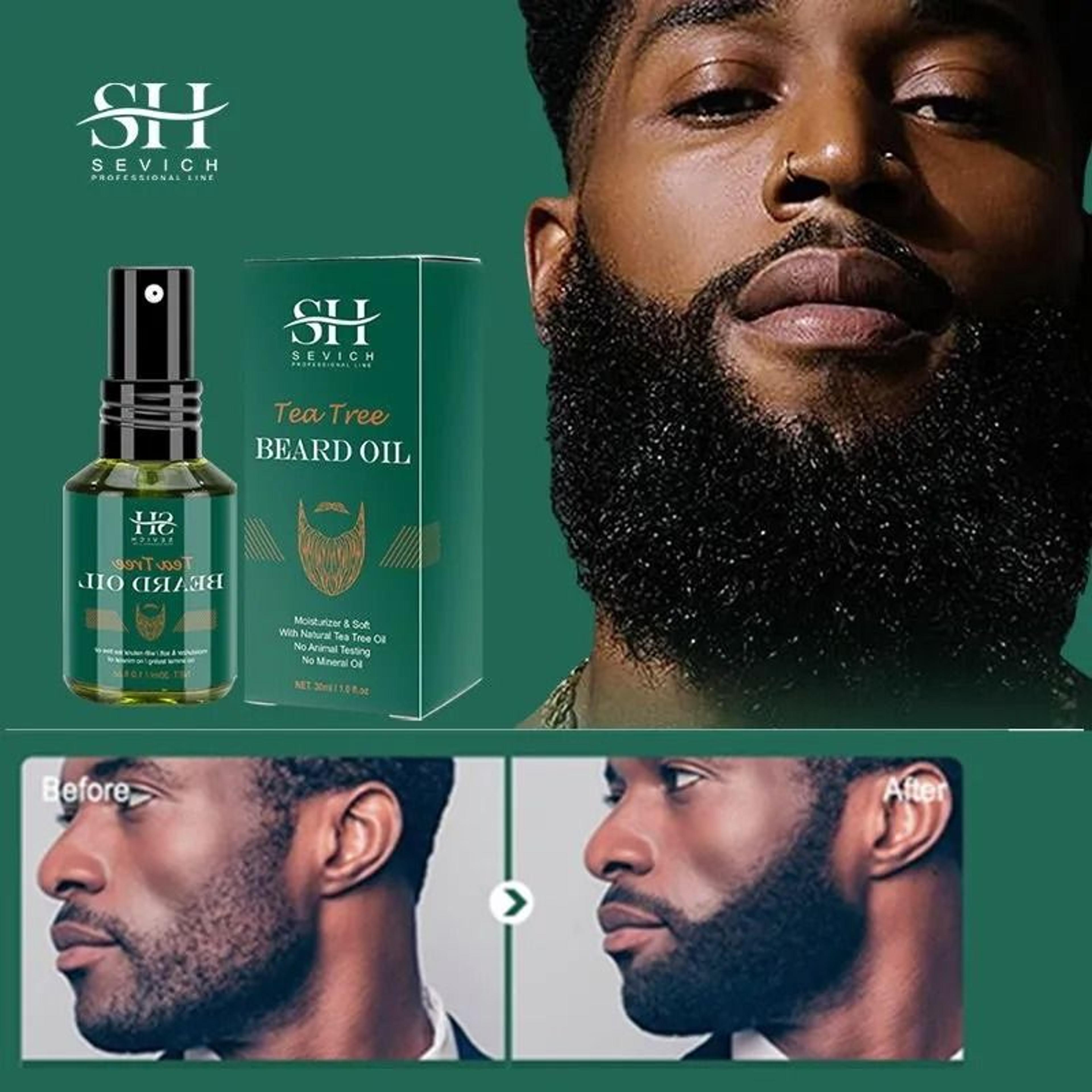 mens tea tree beard growth oil – fast-acting thickening serum for fuller, softer, and healthier beards (30ml)