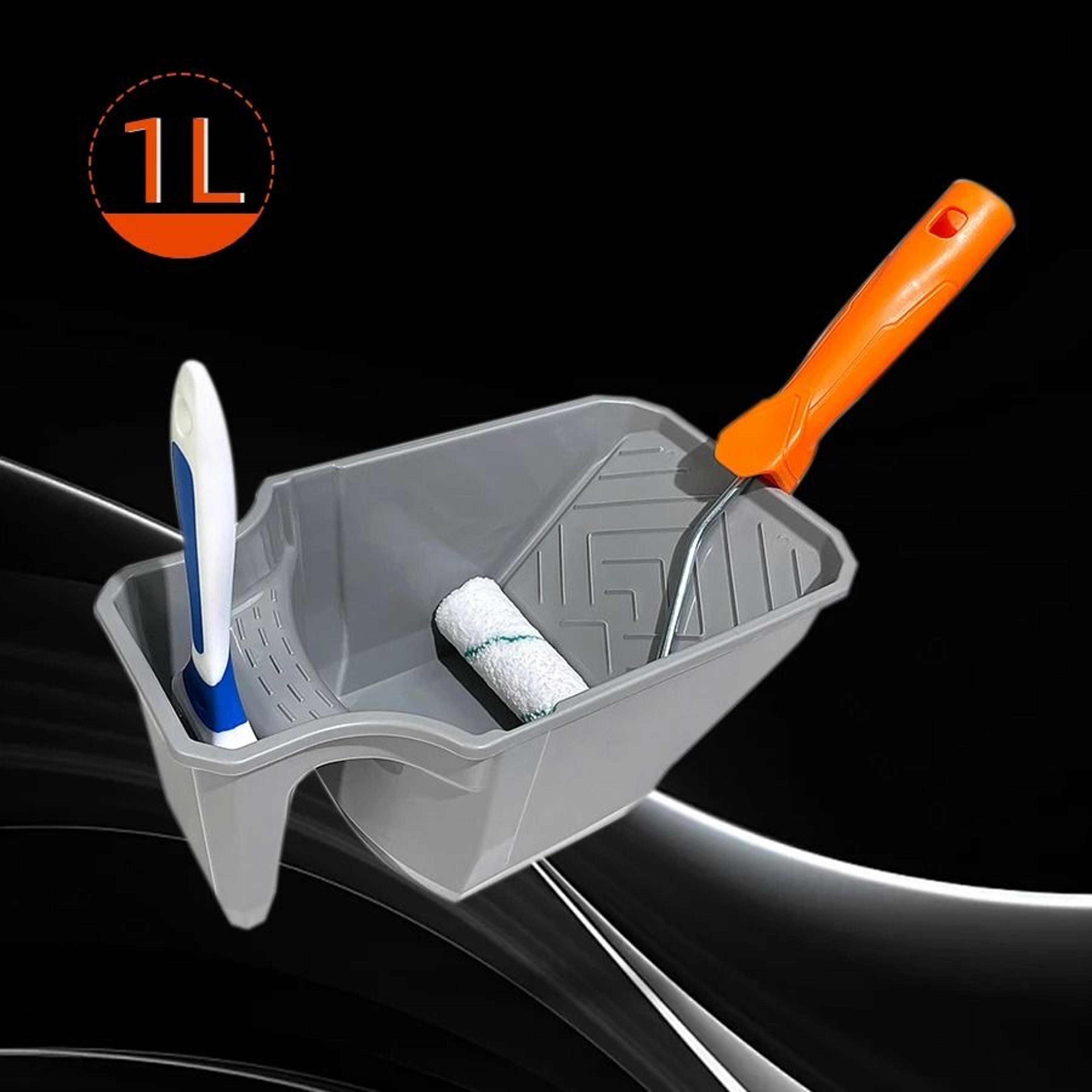 4 inch handheld paint cup with roller frame – durable pp material, large capacity paint holder for brushes and rollers