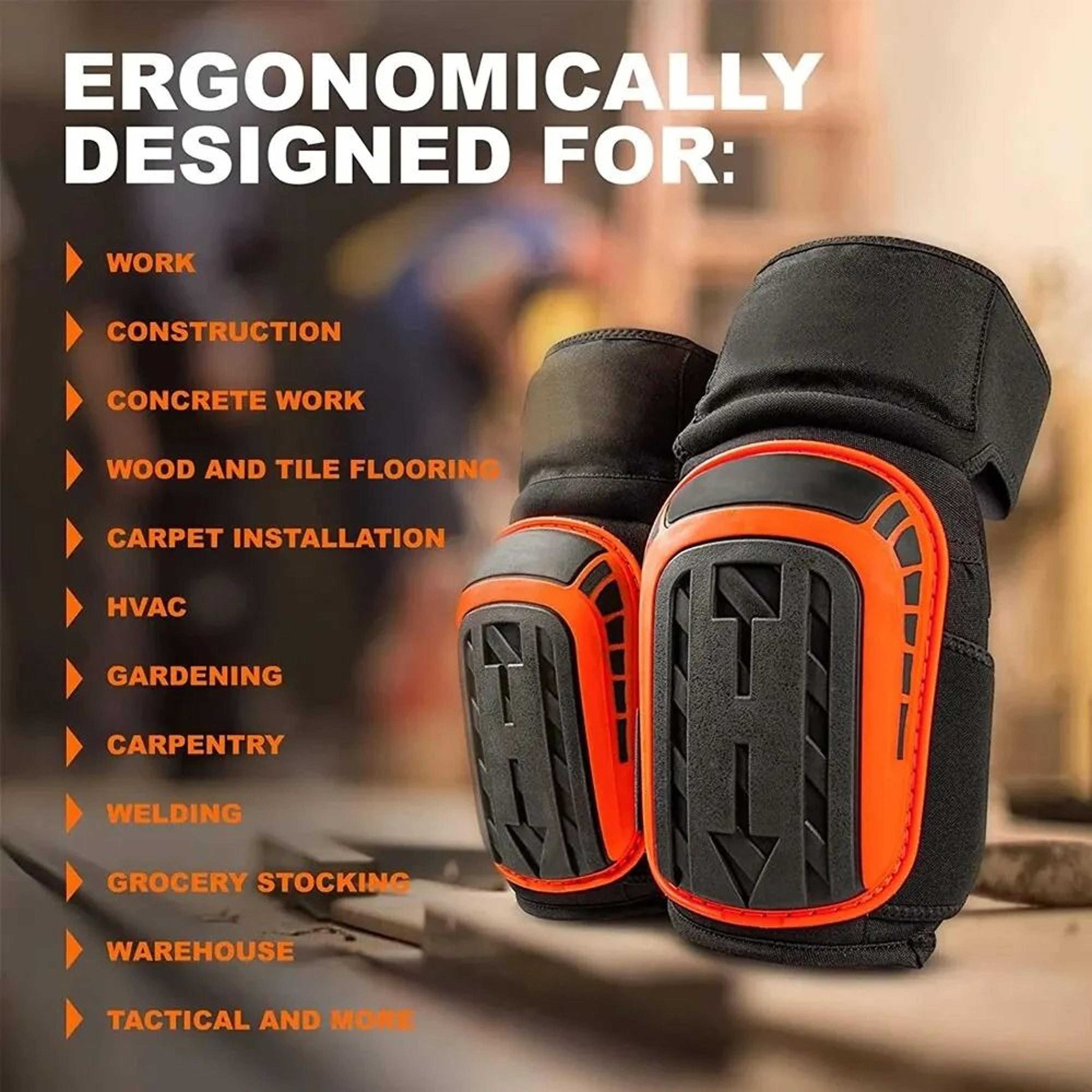 professional heavy duty knee pads with double gel cushion and eva foam padding – adjustable non-slip work & gardening pr