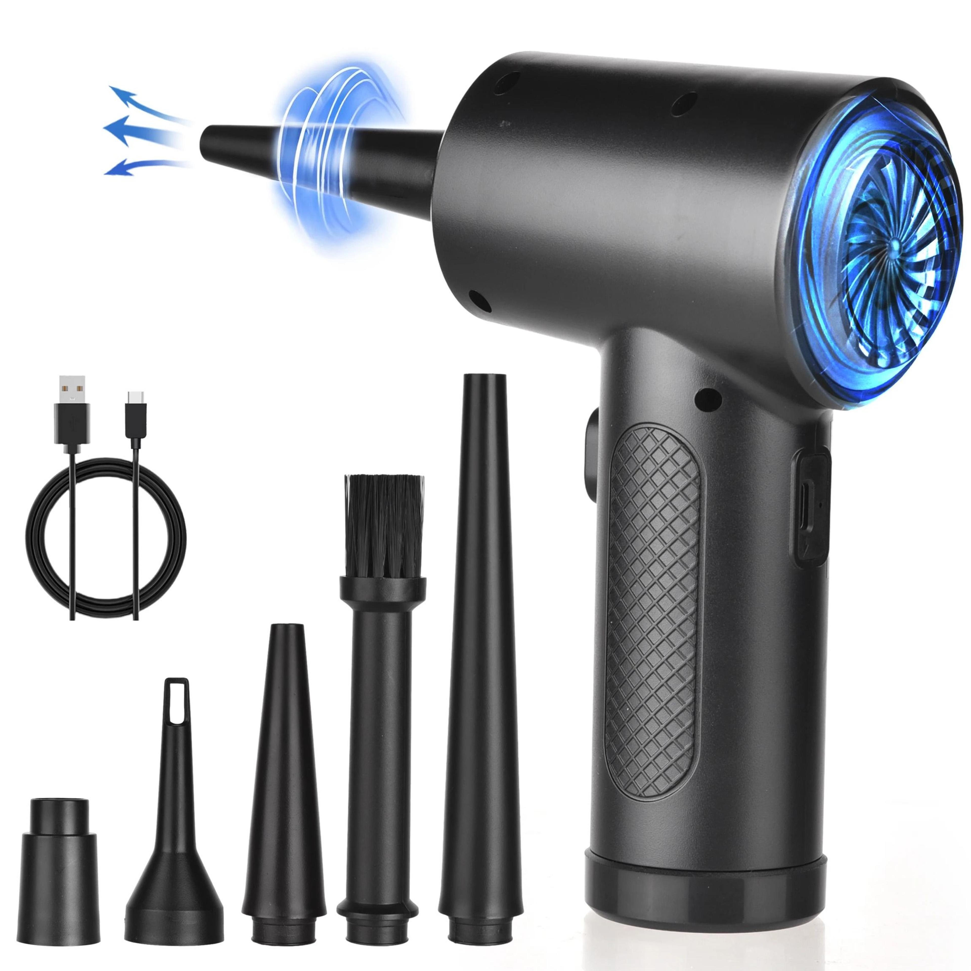 portable air duster 51000rpm cordless compressed air blower with led light for computer, keyboard, and car cleaning