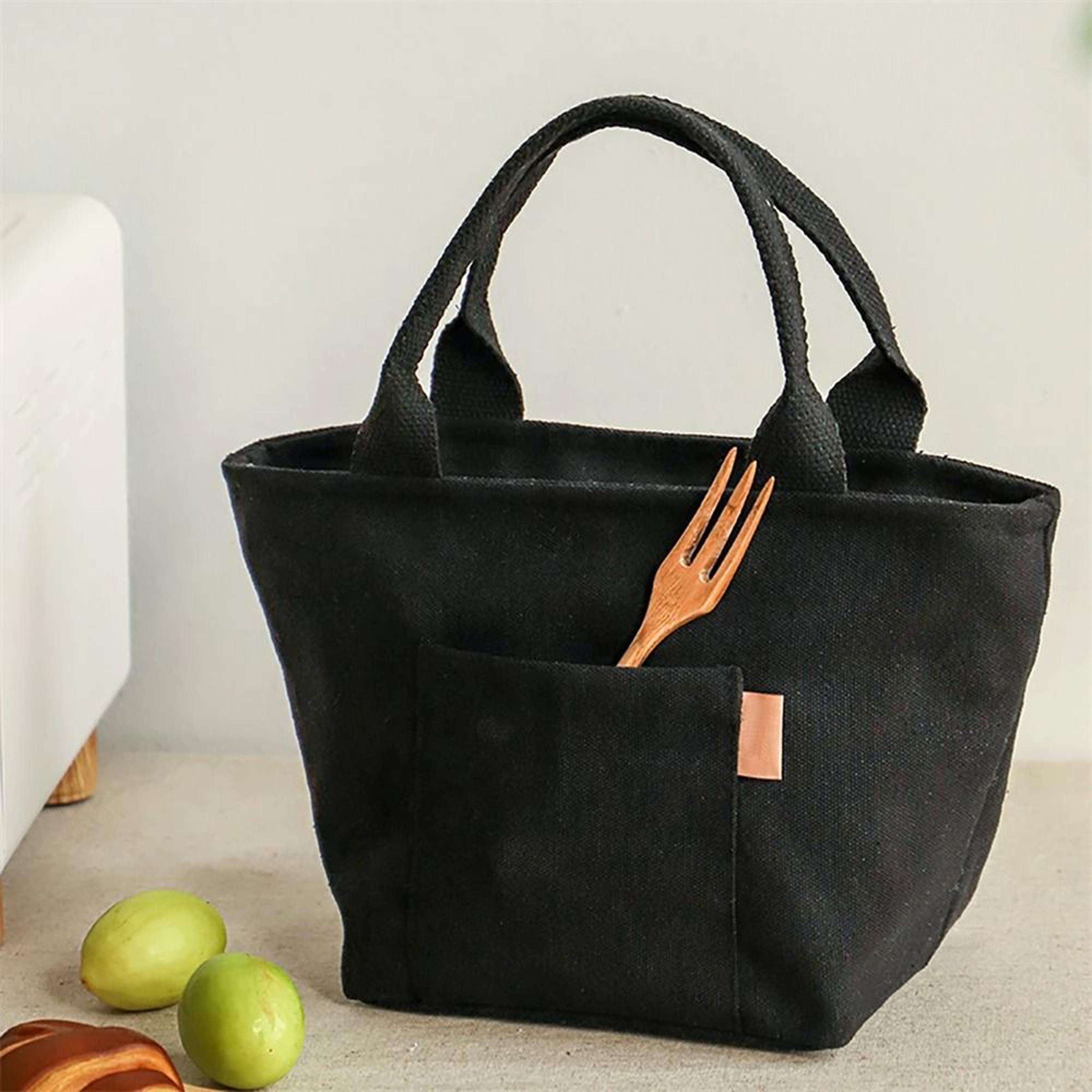 insulated canvas lunch bag – large-capacity reusable cooler tote for school, office, or picnic