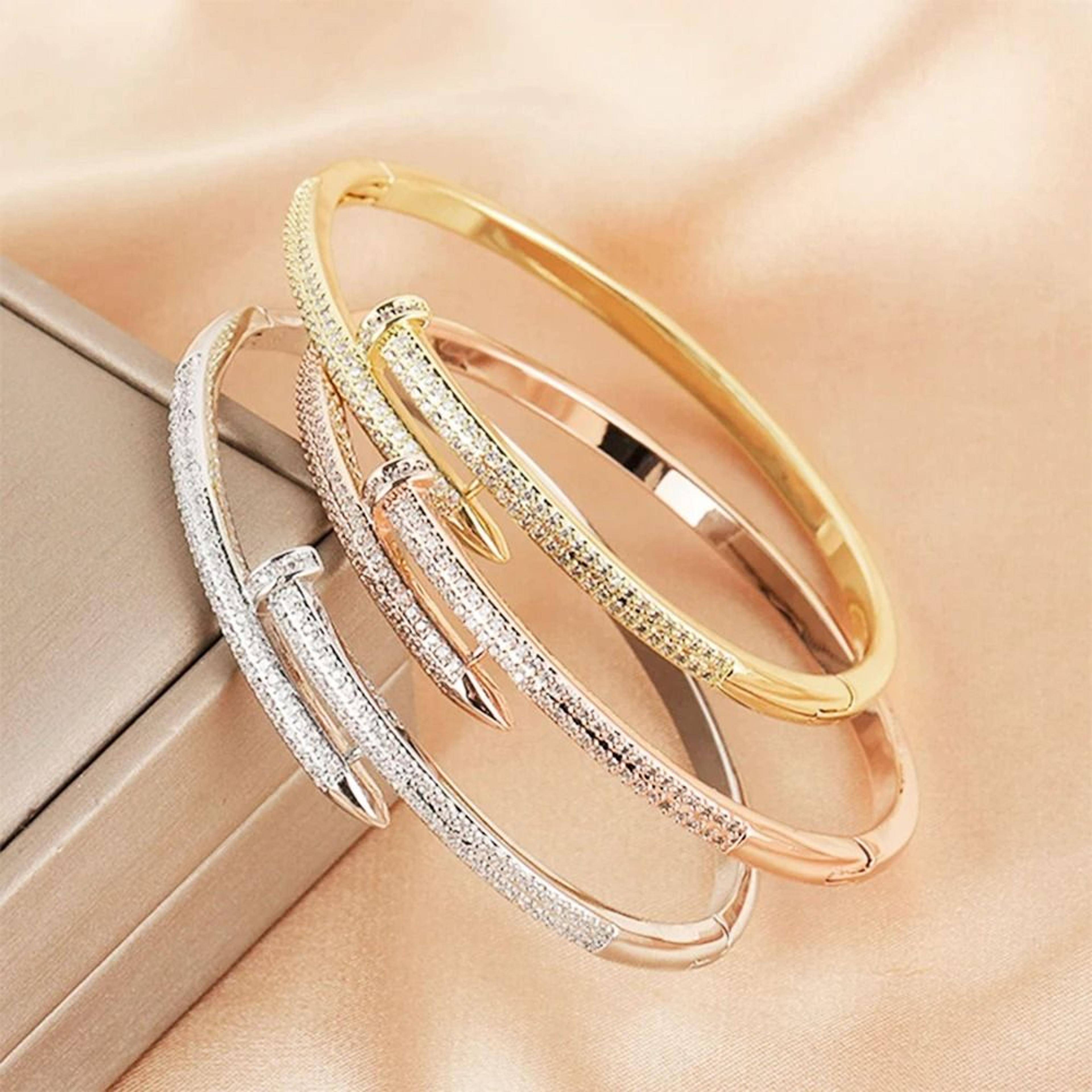 elegant zircon nail design bracelet for women
