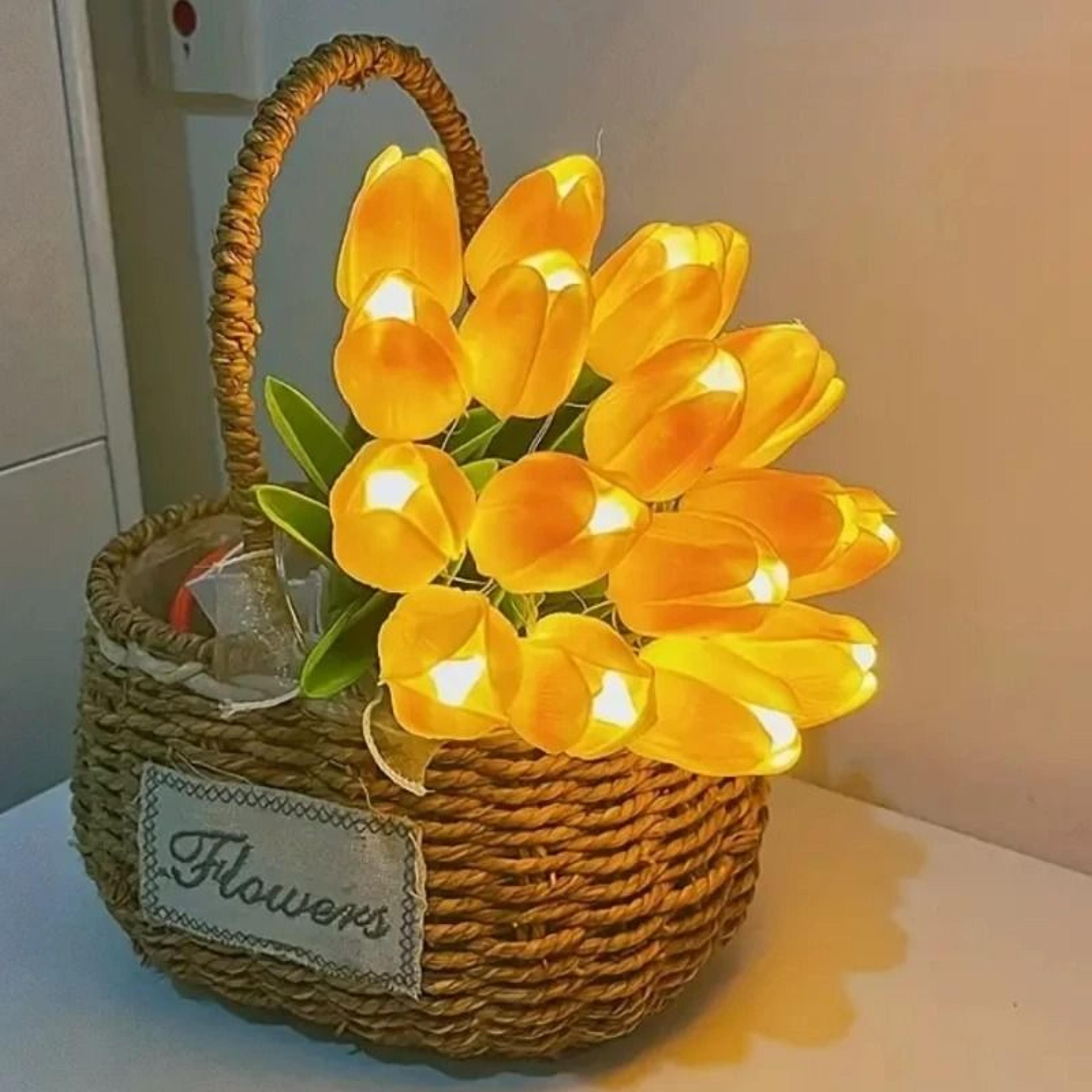 led light tulip bouquet artificial flower lamp for home decoration