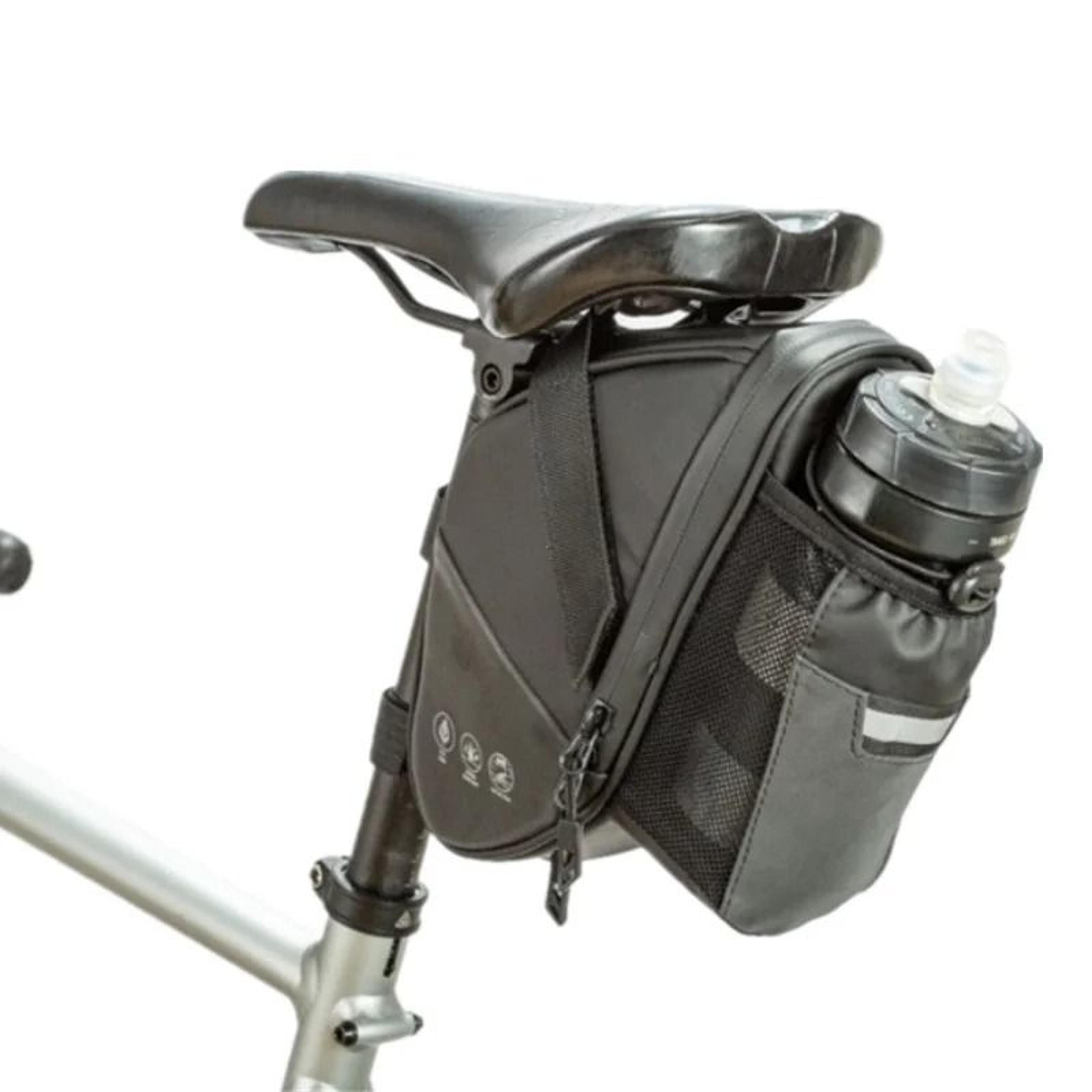 waterproof bike saddle bag – rear under-seat storage with bottle pocket and reflective strips for mtb and road bikes (1.