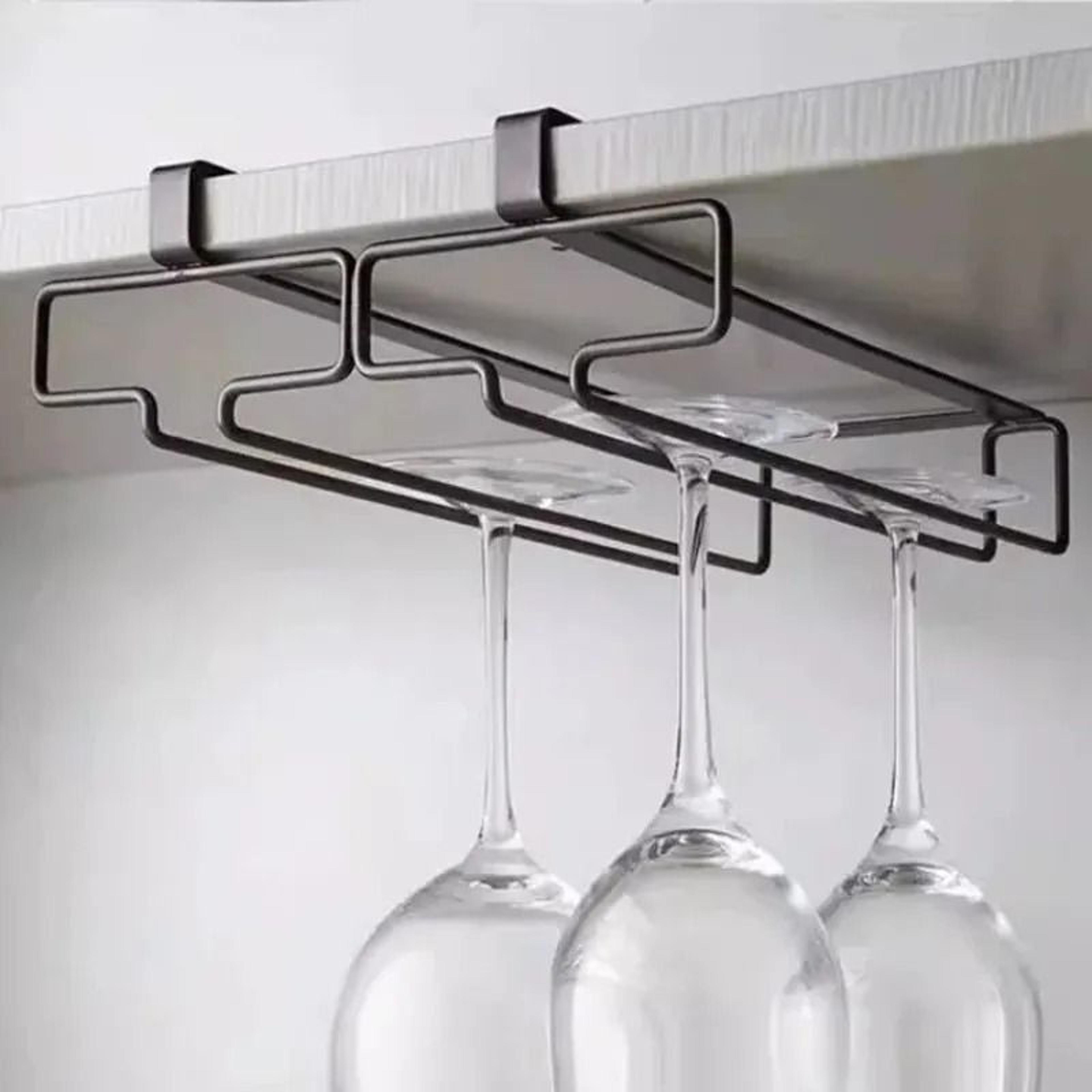 no drilling metal wine glass holder under cabinet stemware rack