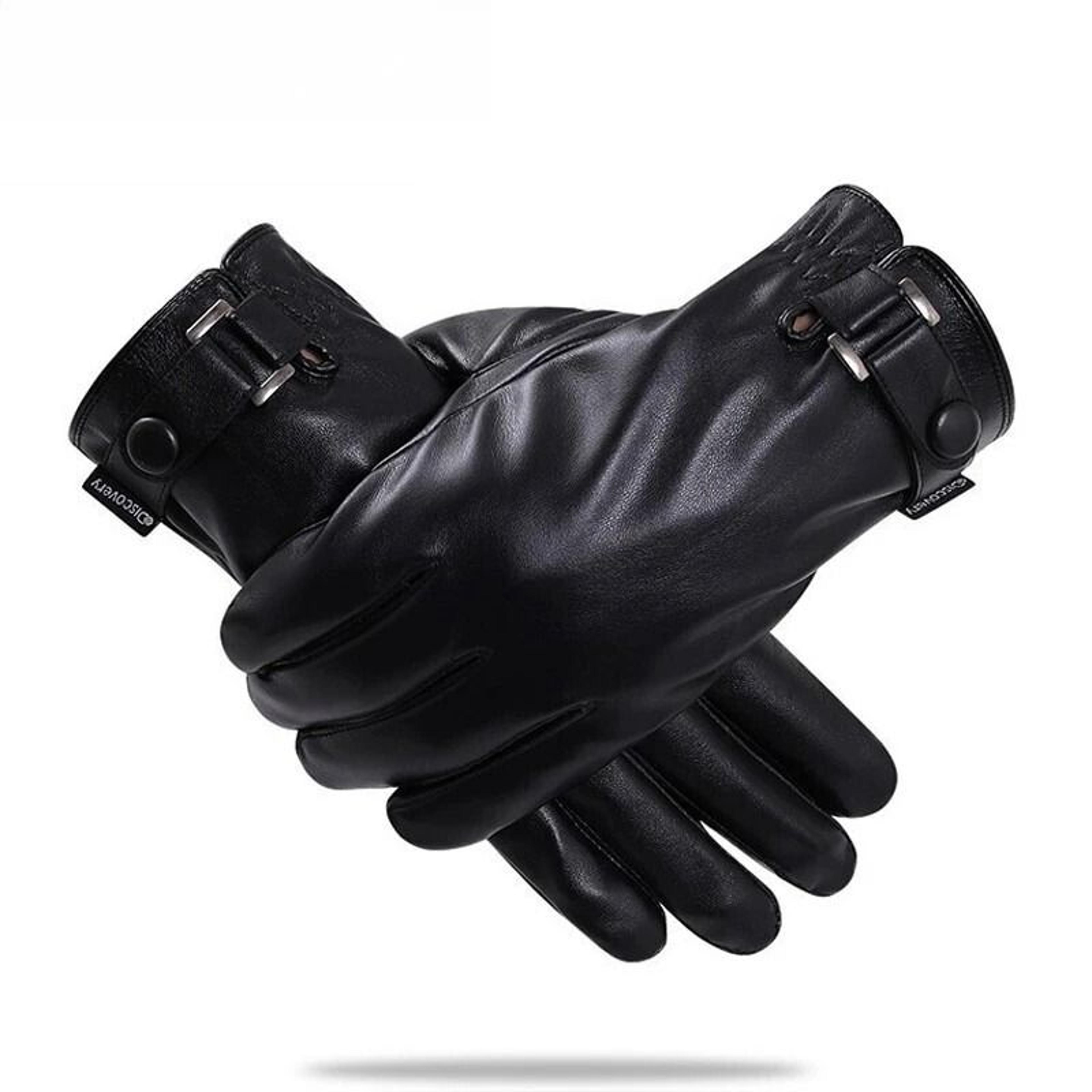 pu leather mens winter gloves with touch screen function – warm lined driving outdoor gloves