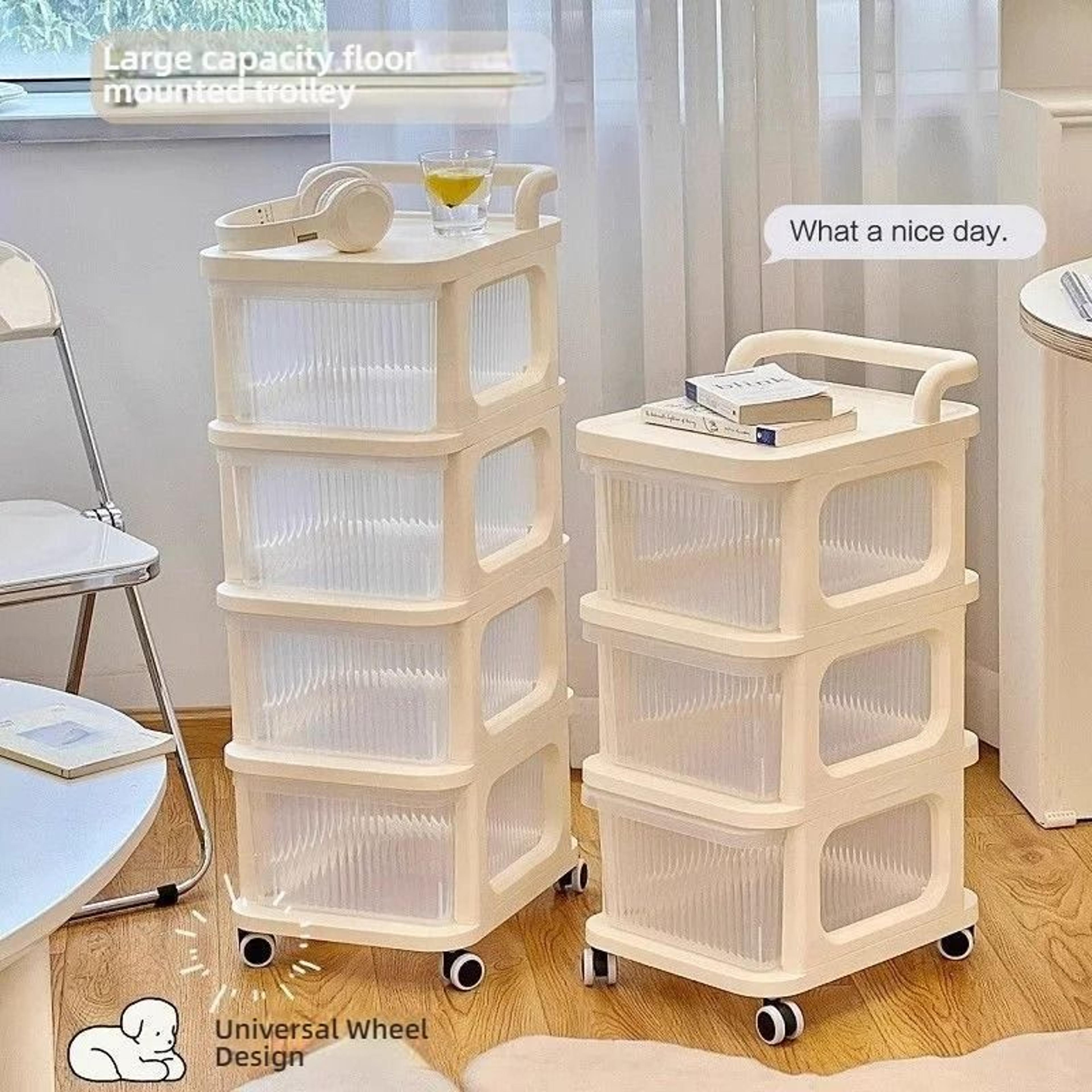 acrylic multi-layer trolley drawer storage rack – transparent snack and kitchen organizer on wheels