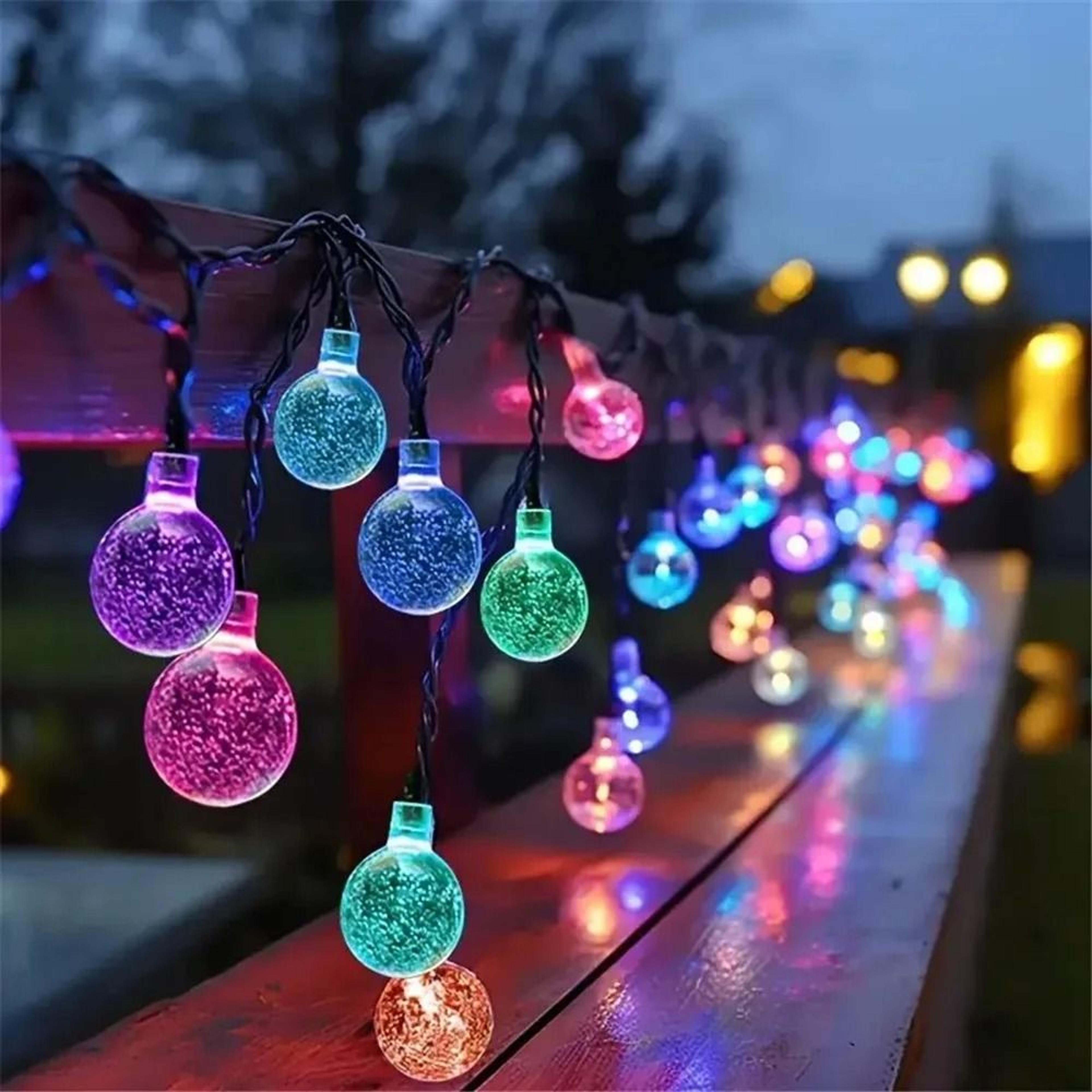 solar-powered bubble ball string lights for outdoor decor and festivals