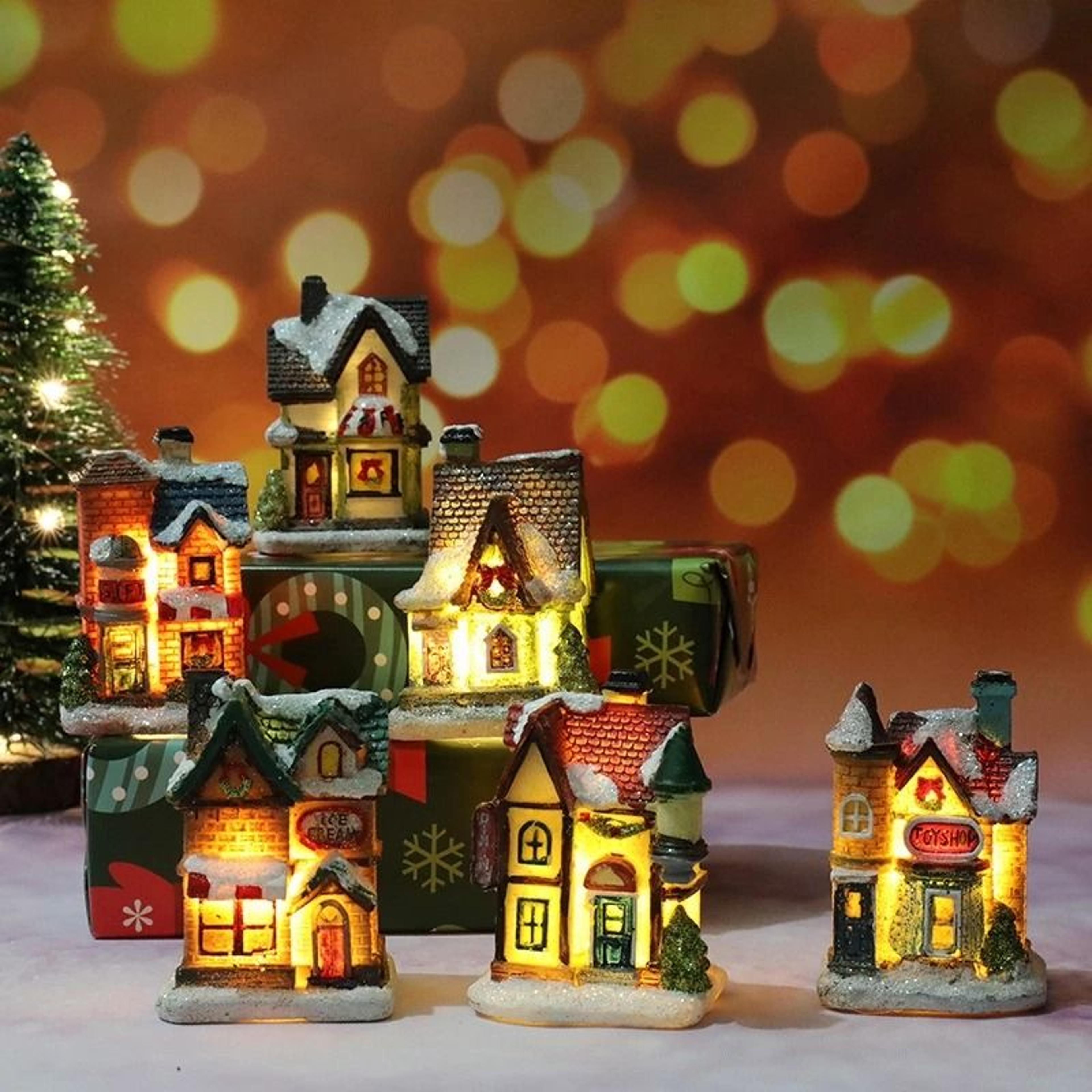 christmas house night light ornament – battery operated holiday home decor