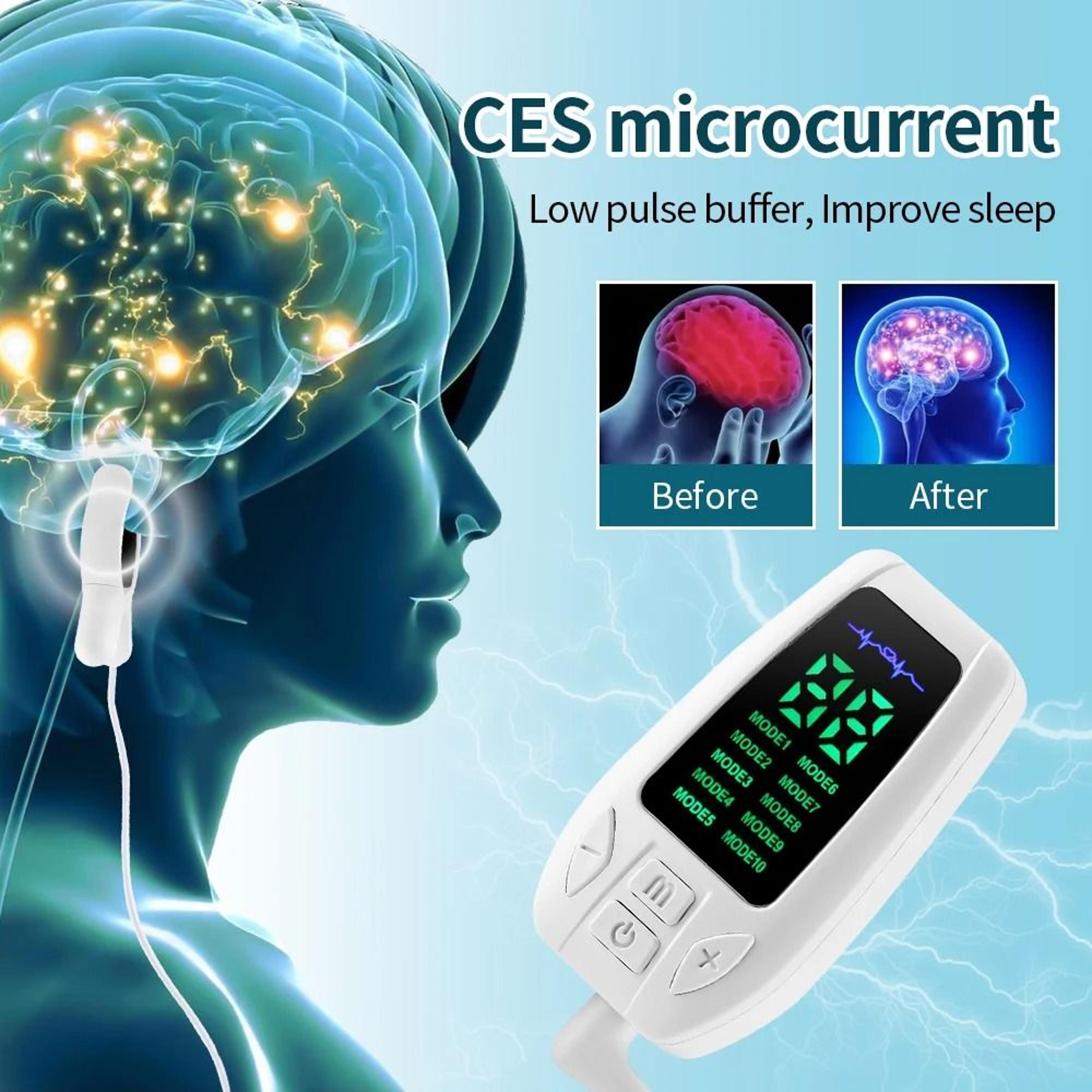 microcurrent ces sleep aid device with 3 and 10 modes for anxiety, insomnia, and relaxation