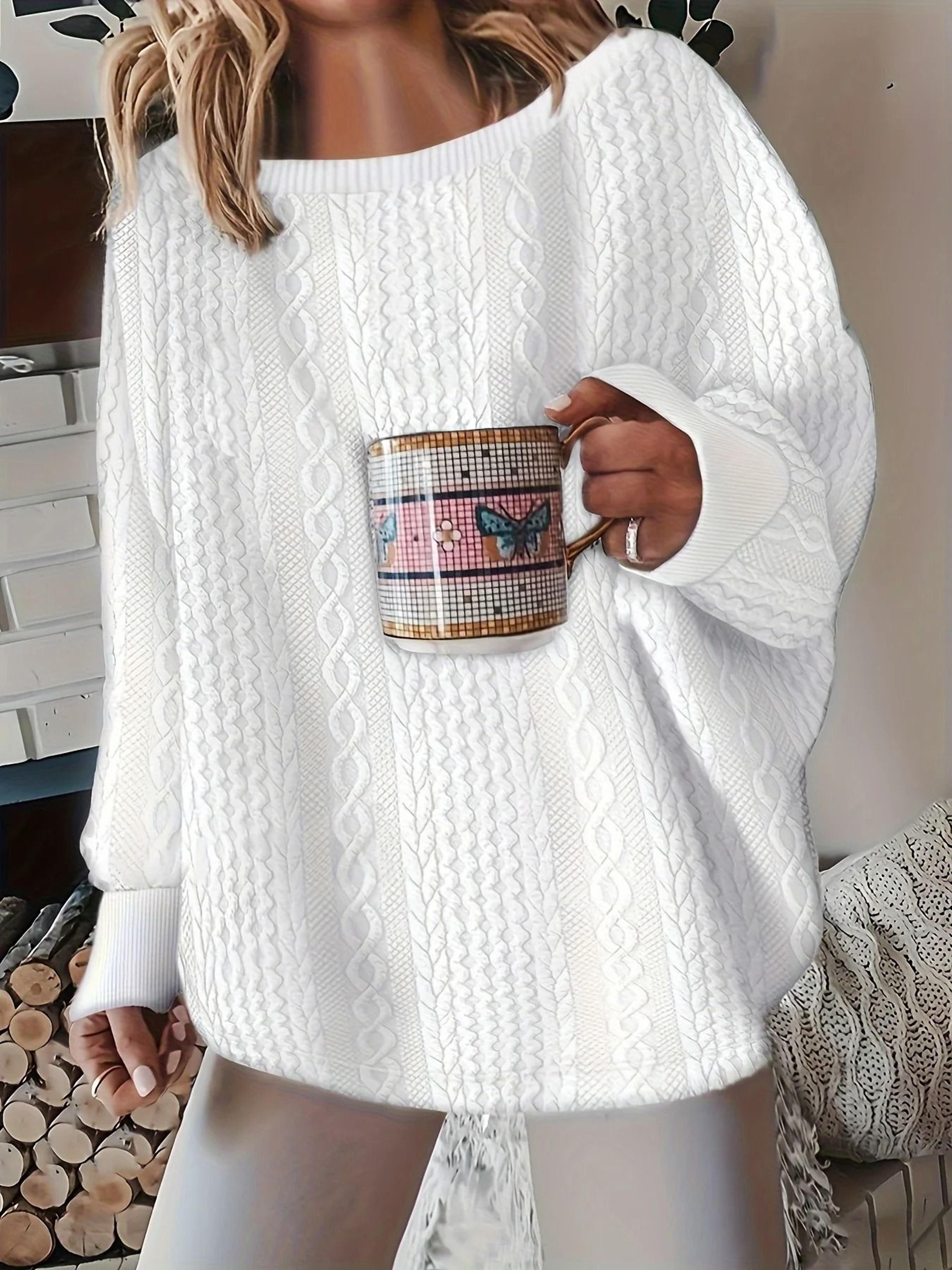 plus size chunky knit sweater with cable knit design