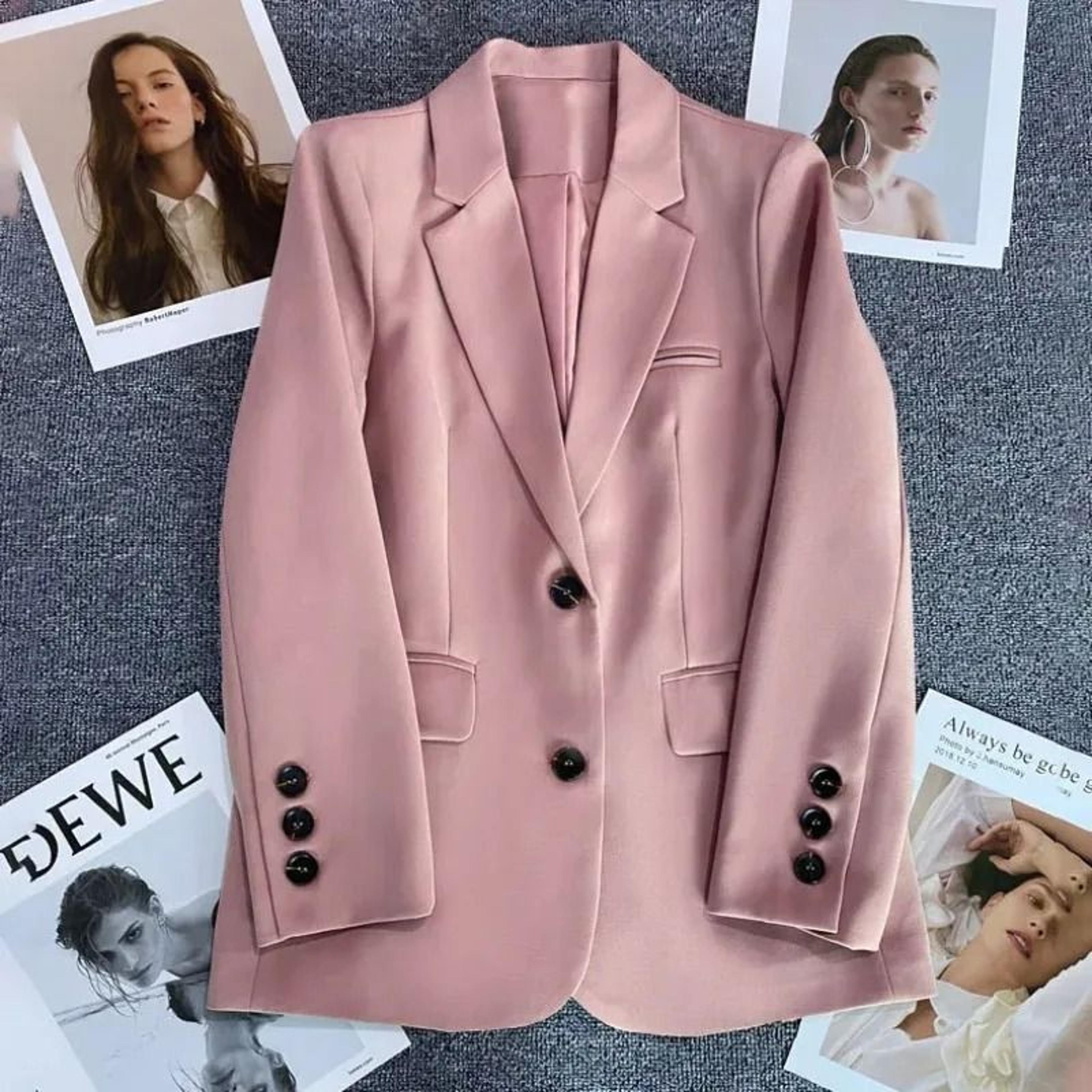 elegant office blazer for women long sleeve single button suit jacket