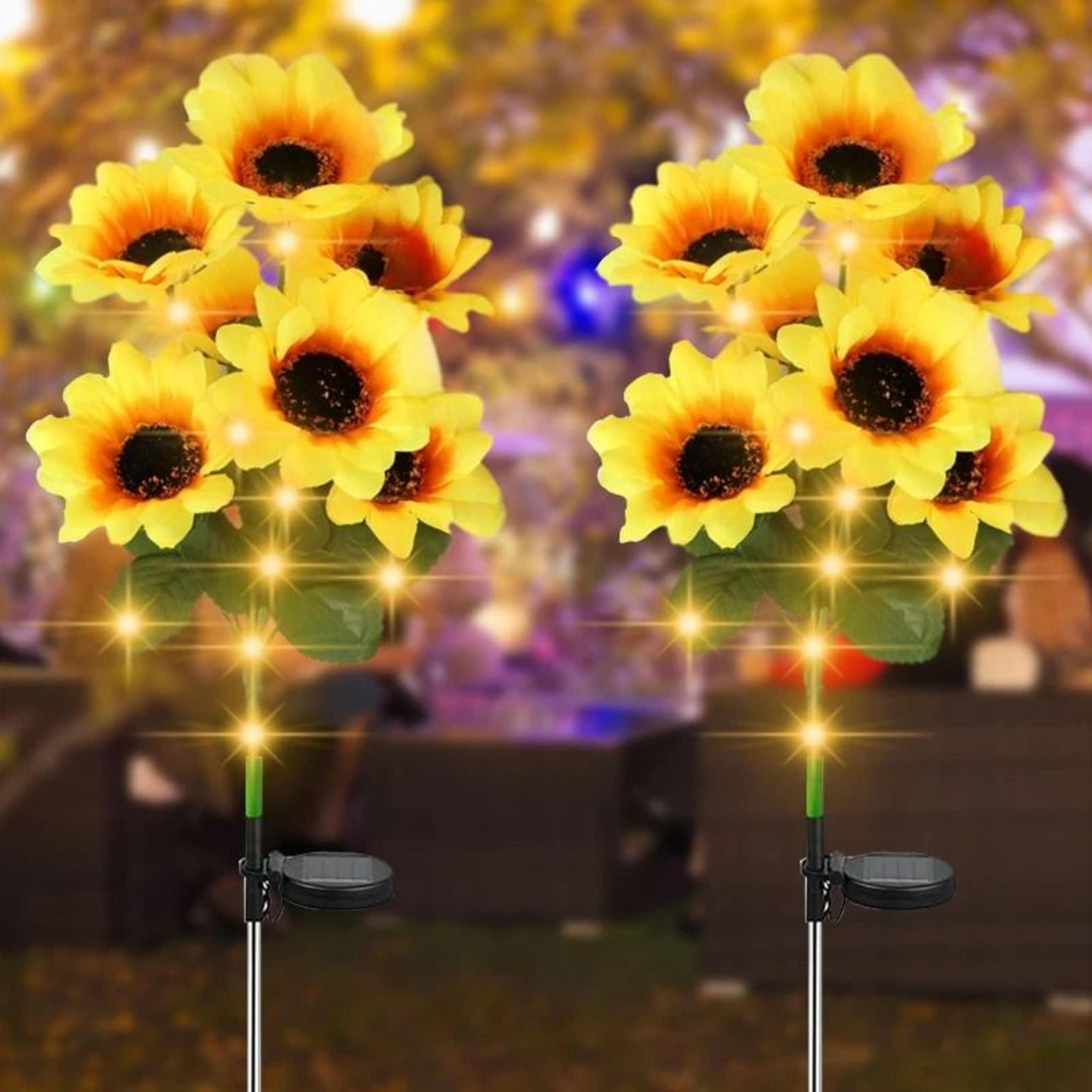 solar sunflower garden lights outdoor waterproof led flower lamp