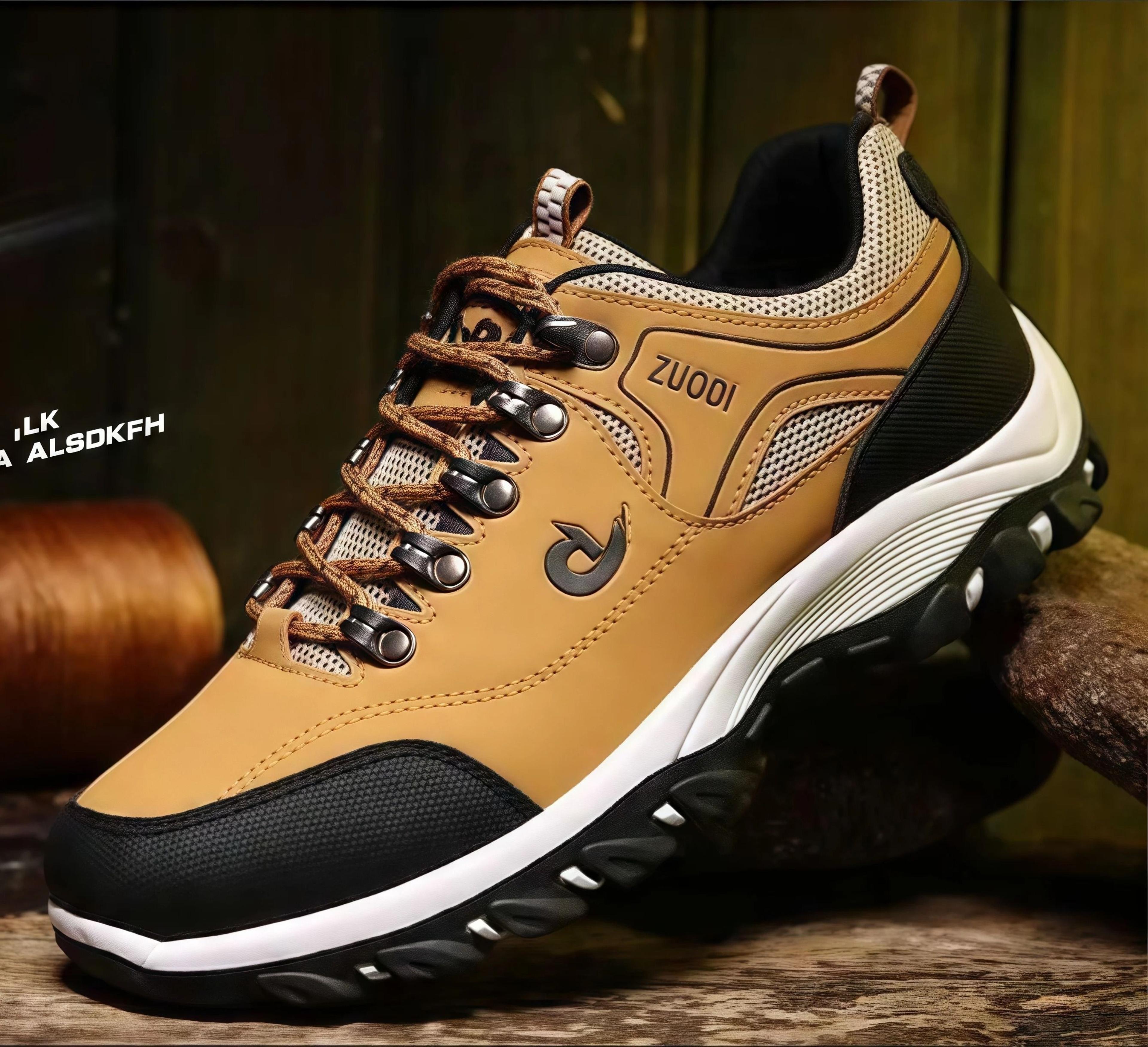 mens waterproof hiking shoes outdoor pu leather walking sneakers
