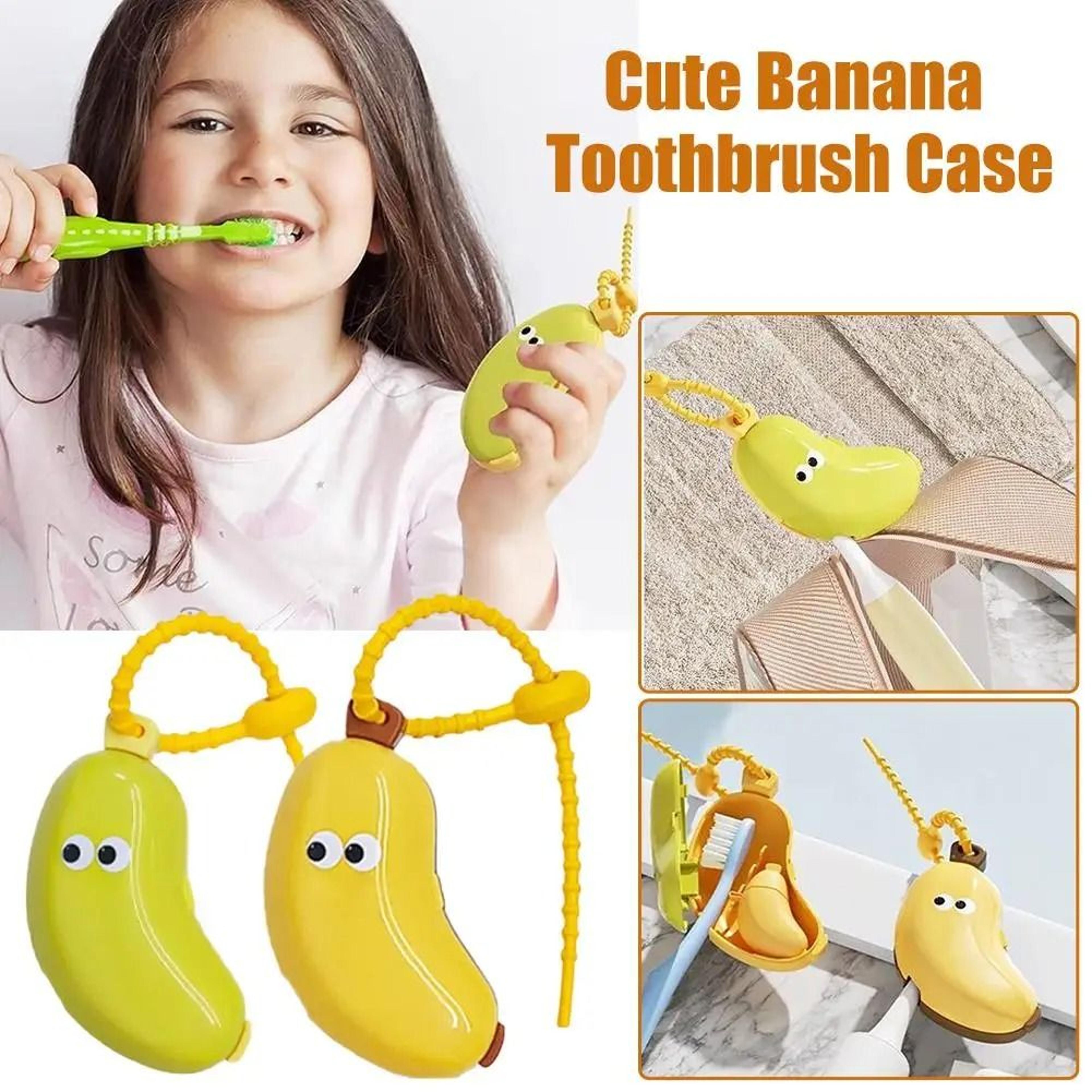 portable banana toothbrush holder travel protective cap