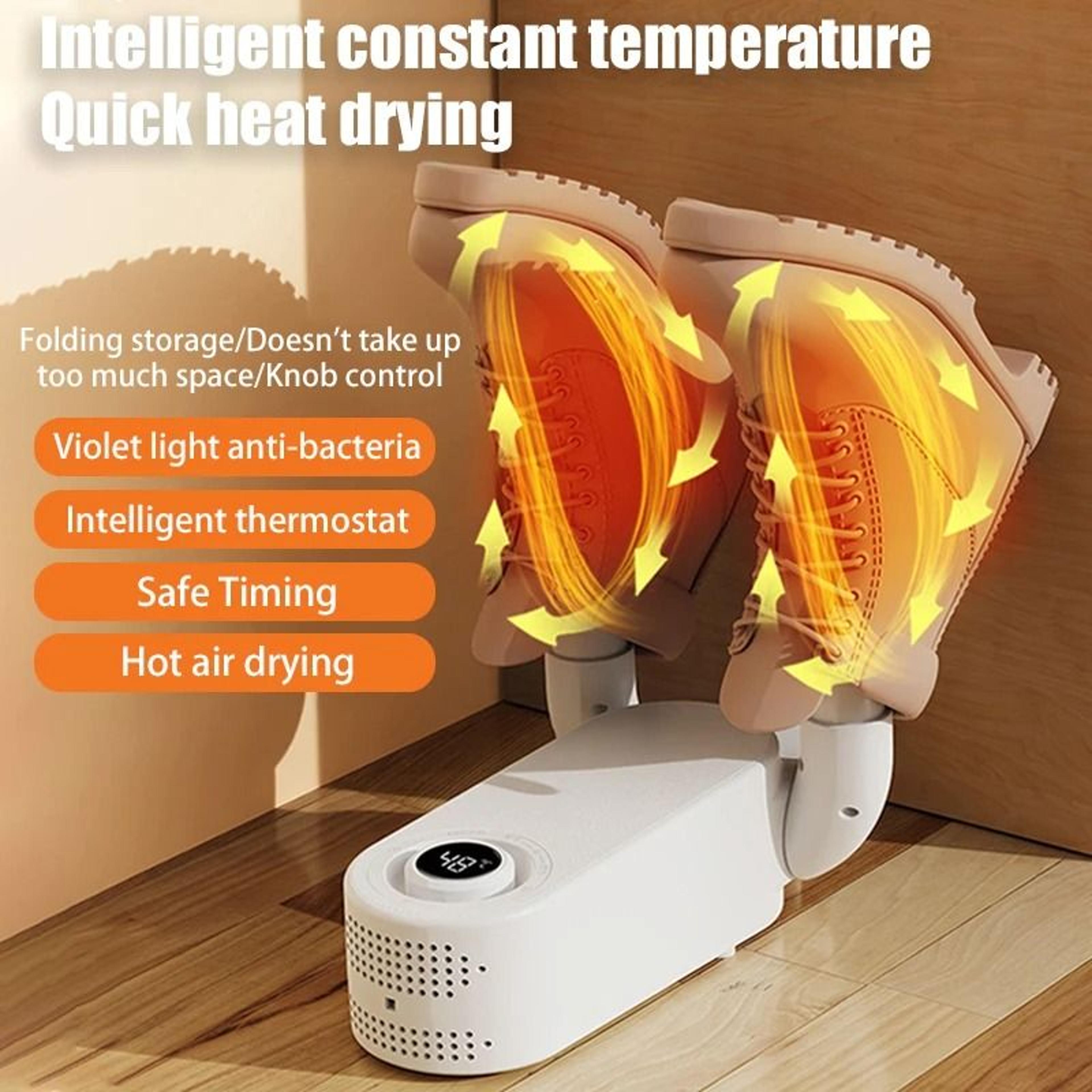 foldable shoe dryer with constant temperature heating and timer control