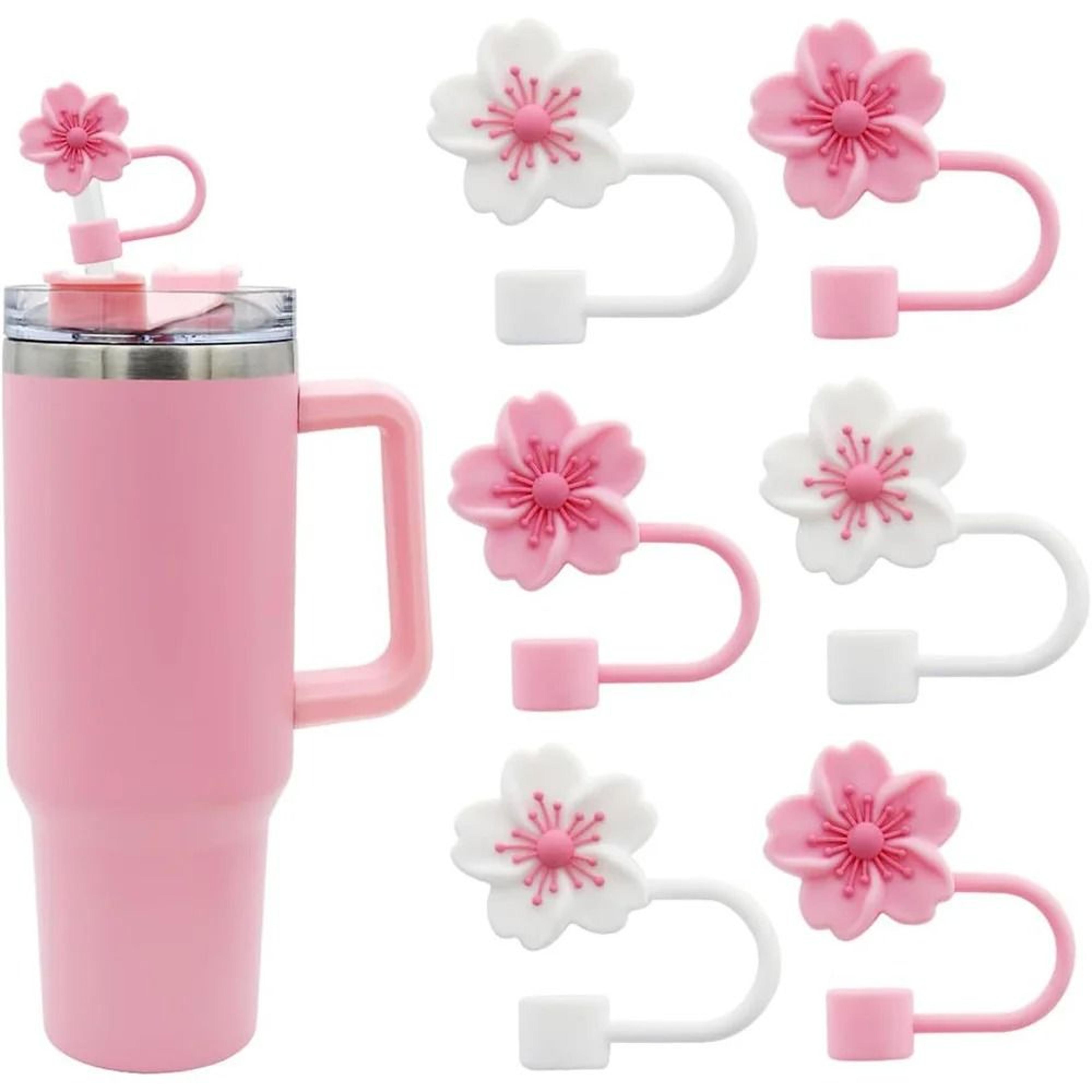 flower design silicone straw covers for stanley cups 30 oz and 40 oz