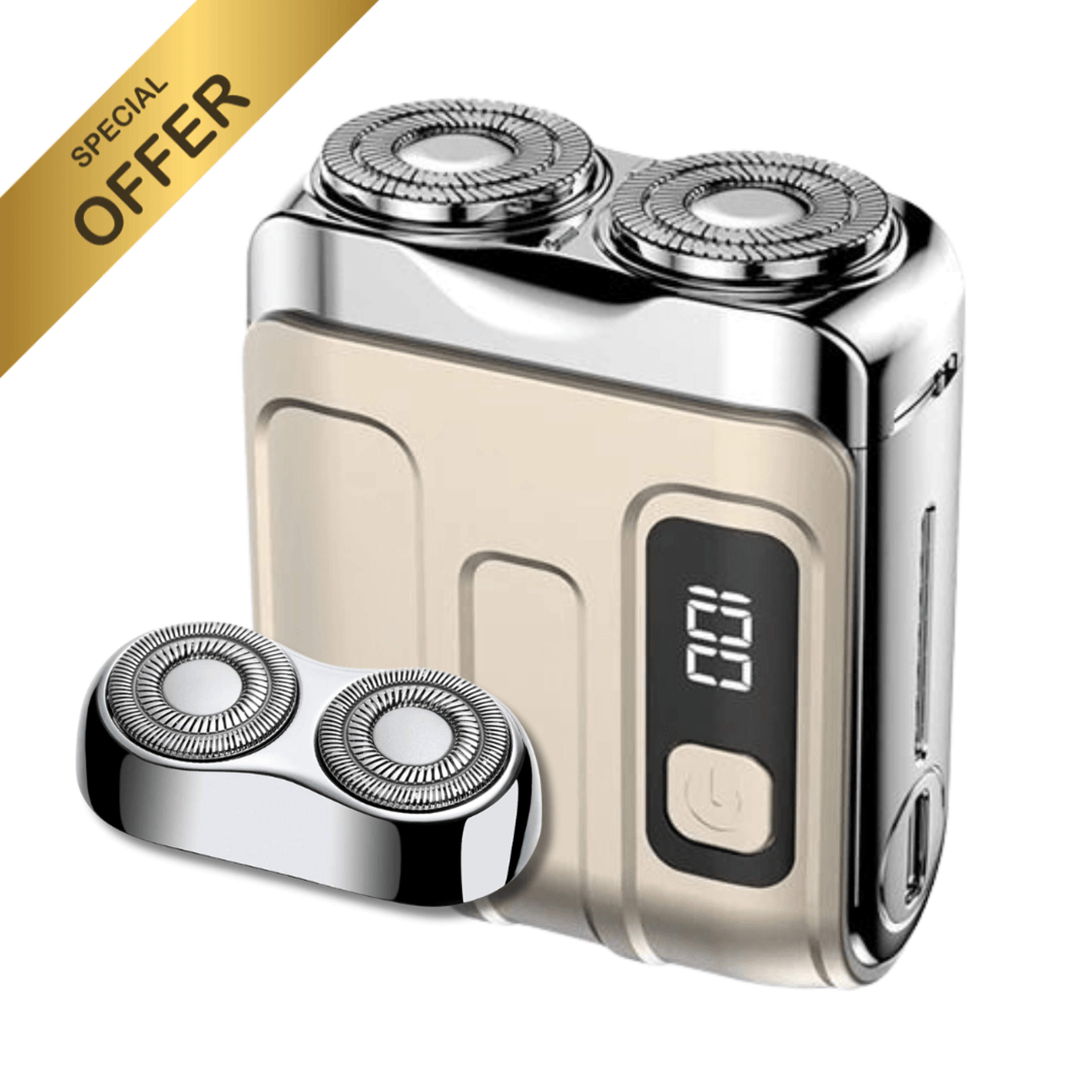 Mini Electric Smart Shaver Dual Blade Rechargeable Beard Trimmer With Digital Display