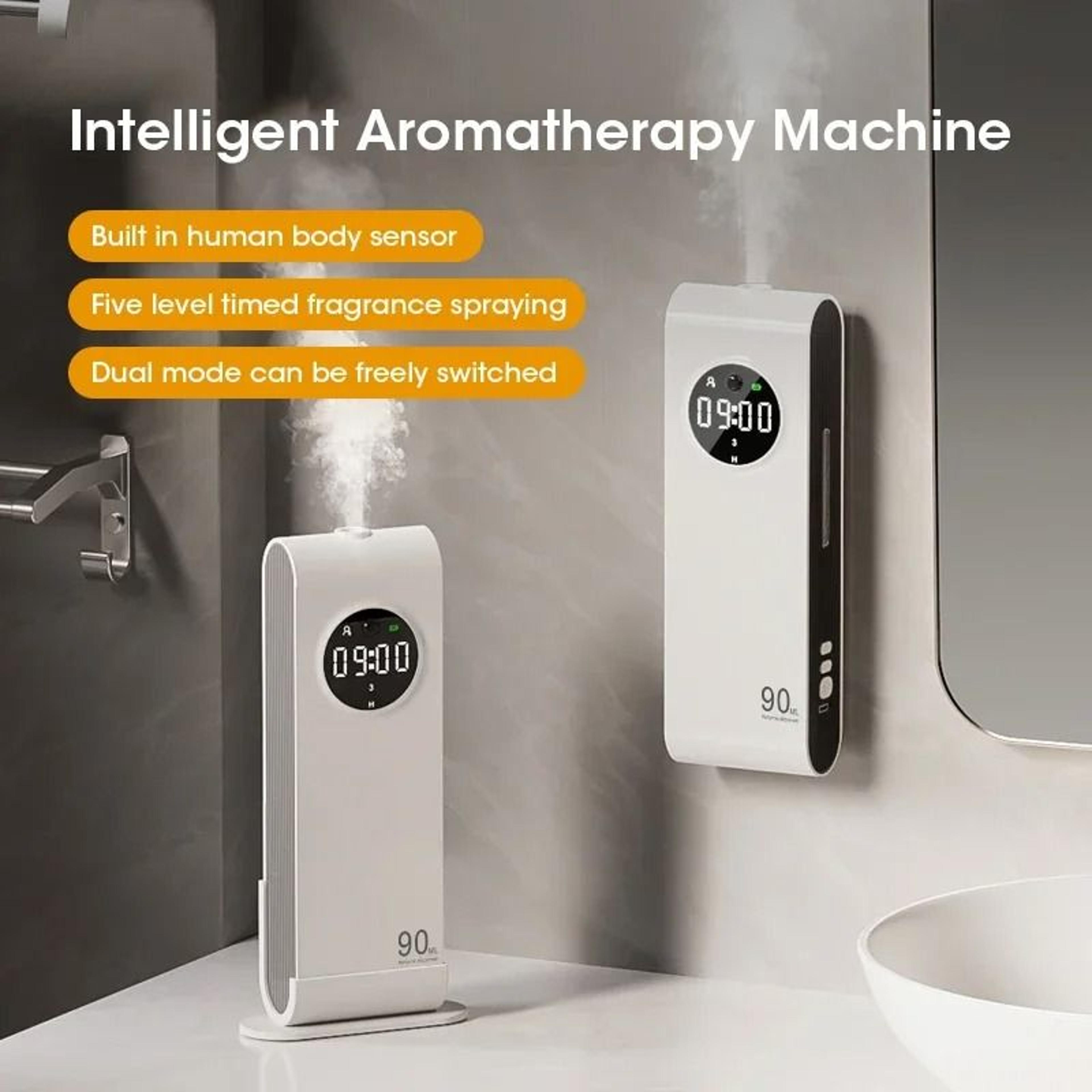 automatic sensor aromatherapy machine wall mounted fragrance diffuser with usb rechargeable design and clock function