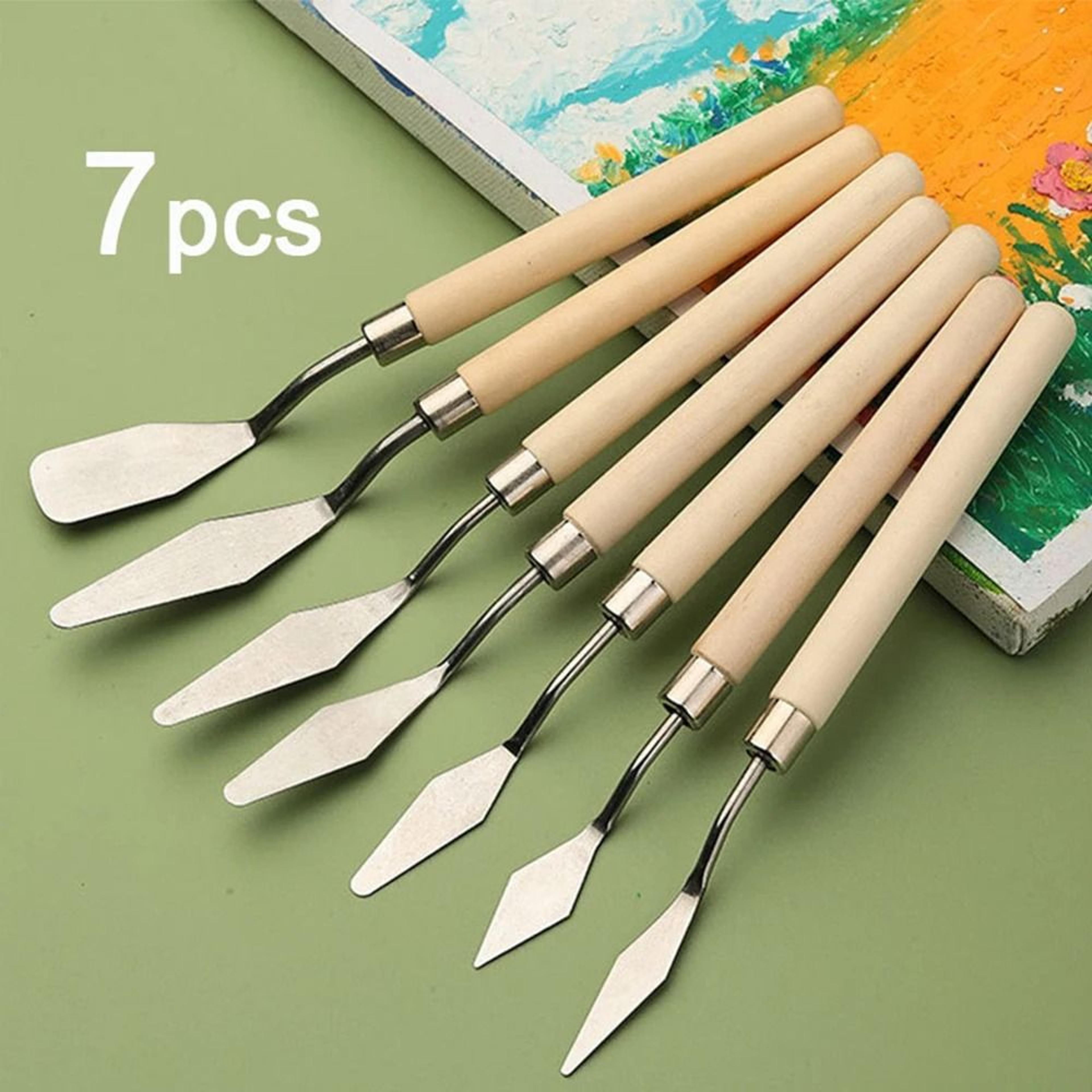 7 piece mini palette knife set for painting, baking, and clay sculpting