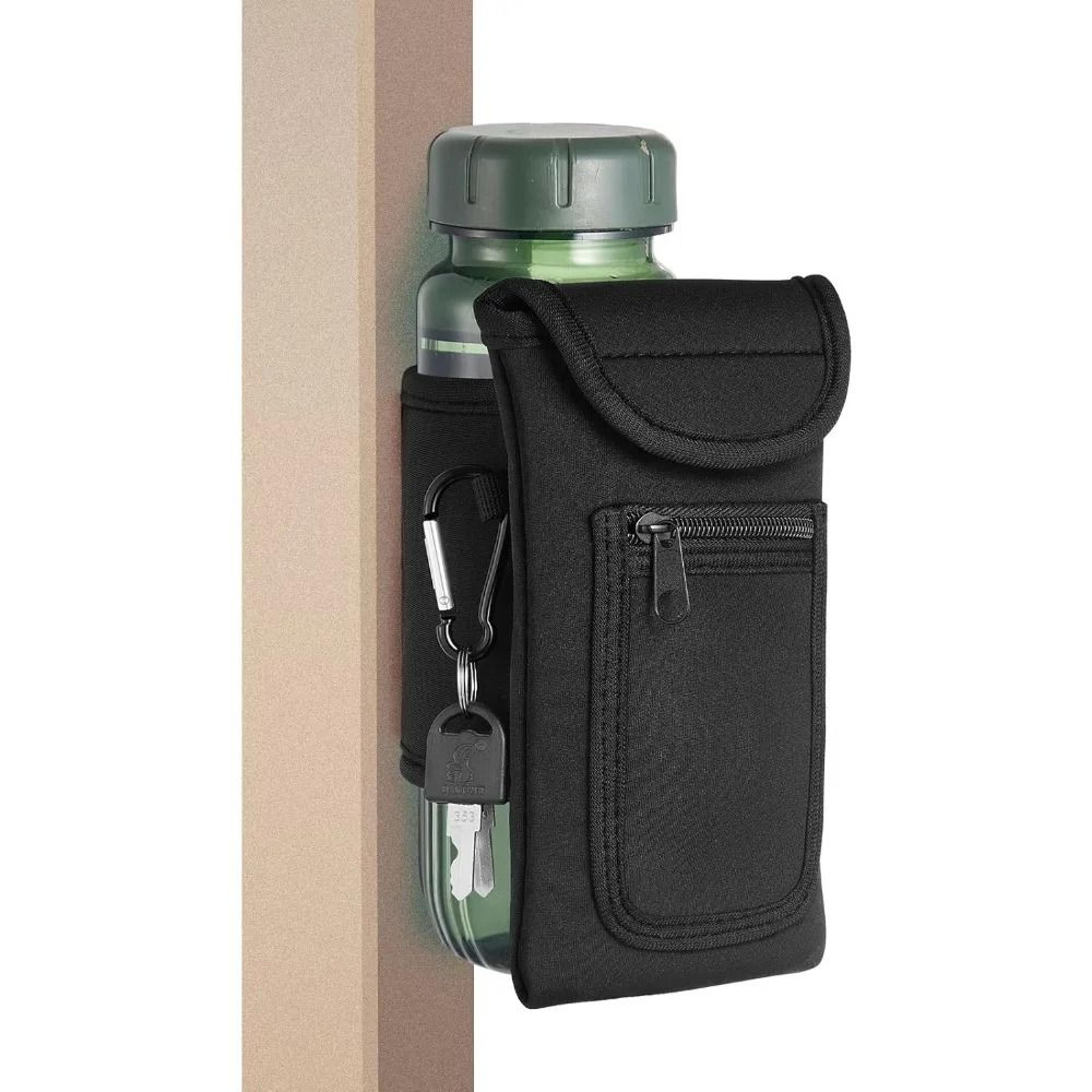 magnetic water bottle holder with phone pocket and portable carry bag