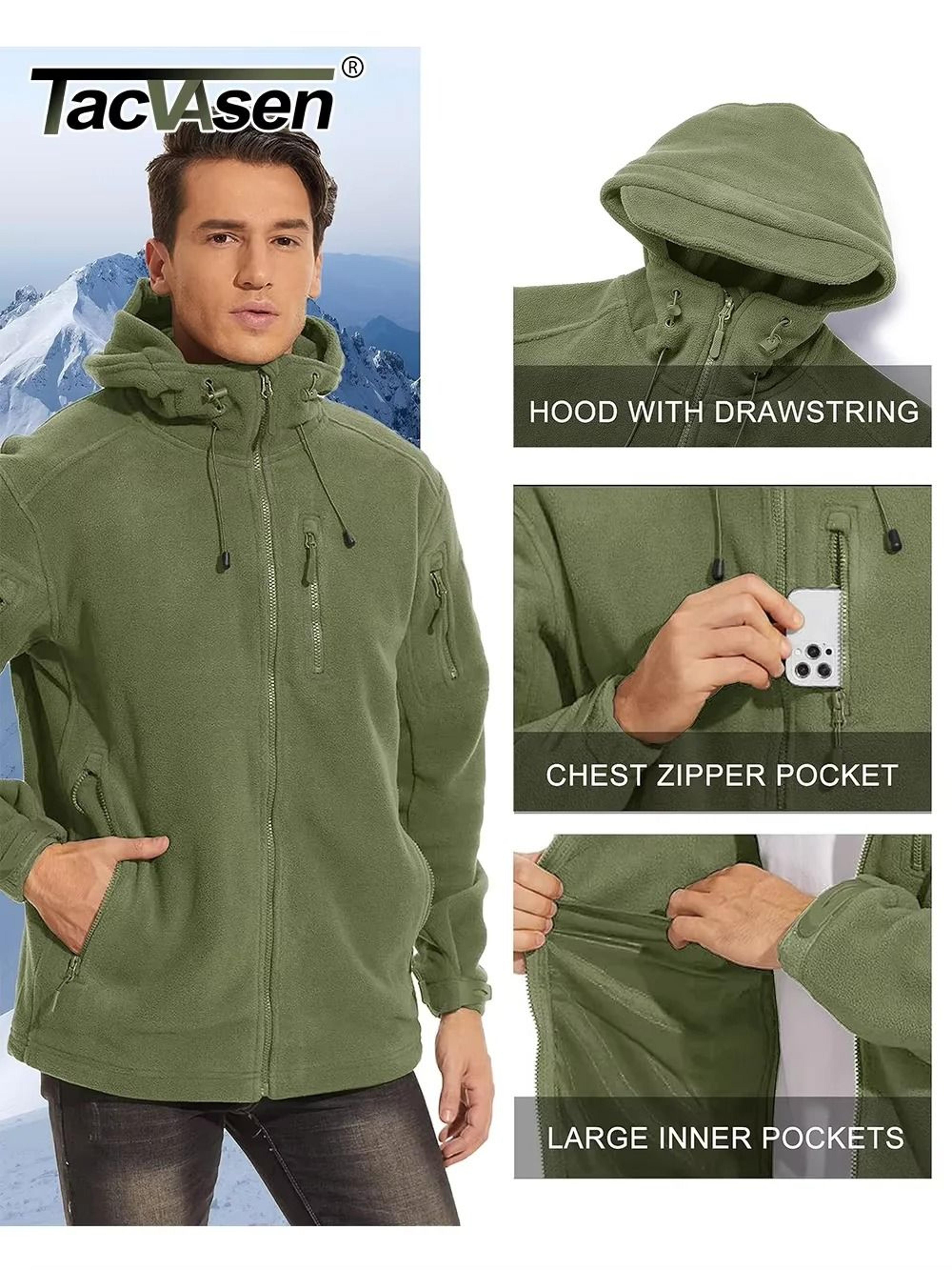 men hooded full zip fleece jacket