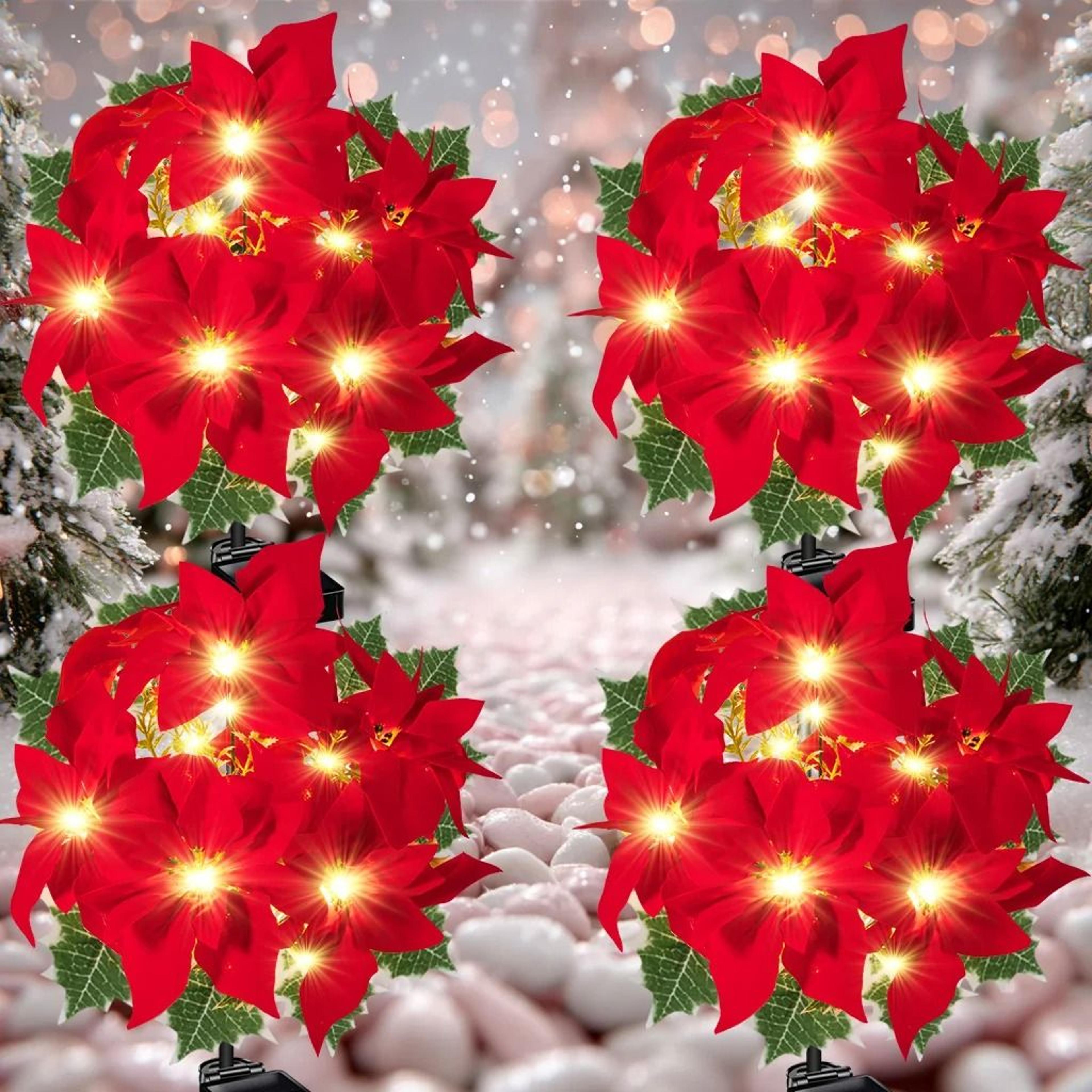 solar christmas flower garden lights set