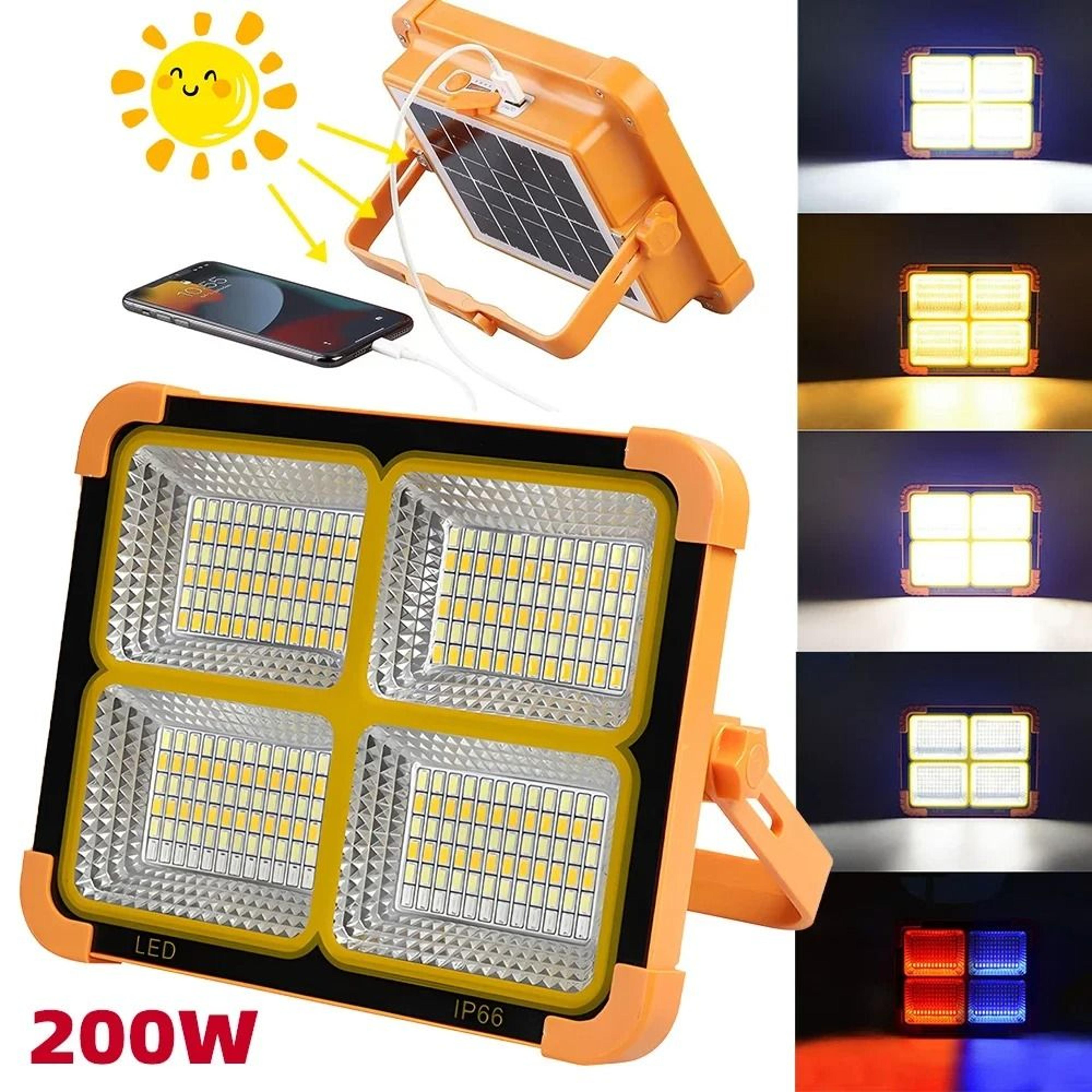portable solar rechargeable camping work light