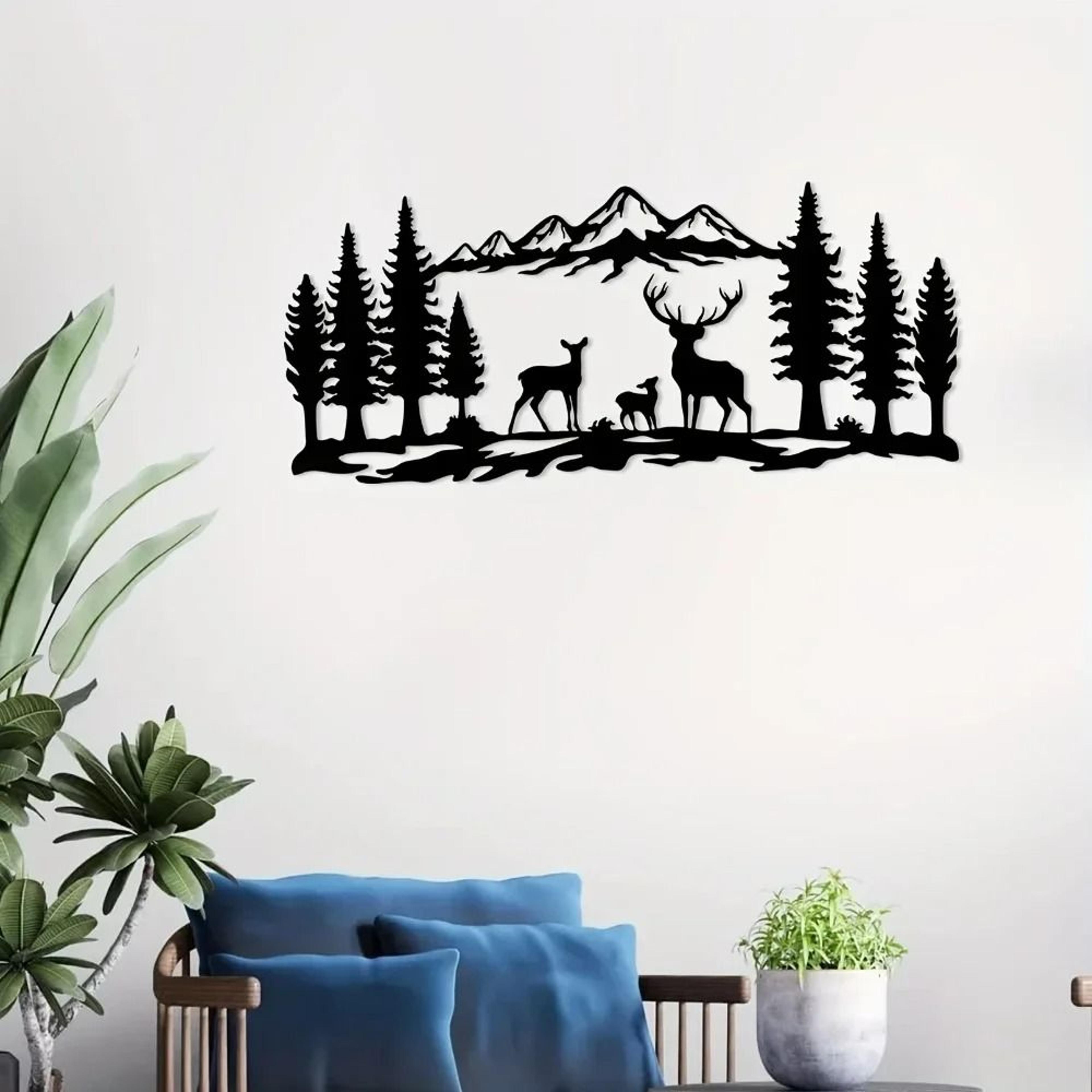 mountain forest metal wall art