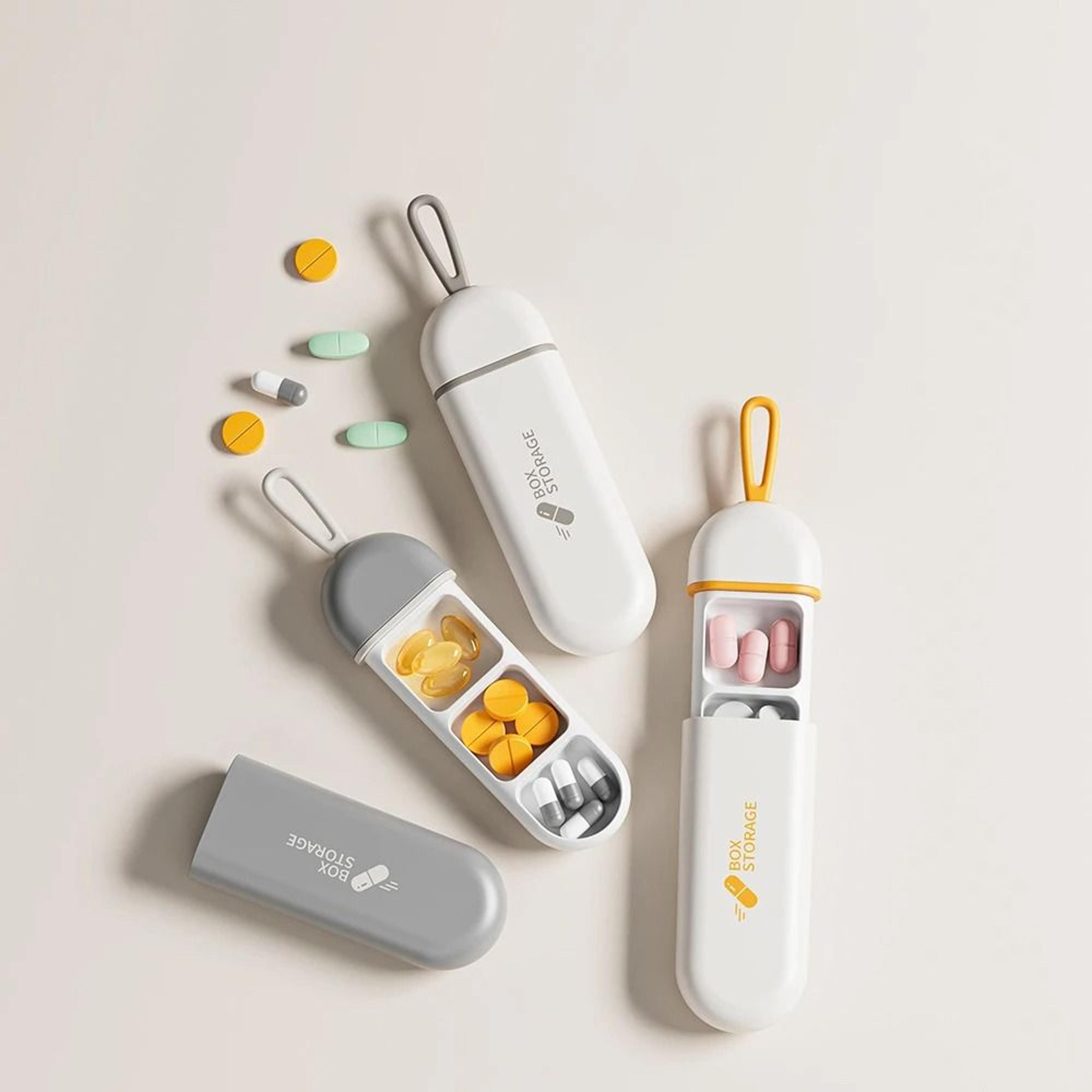 portable 3 slot pill storage case for travel and daily use