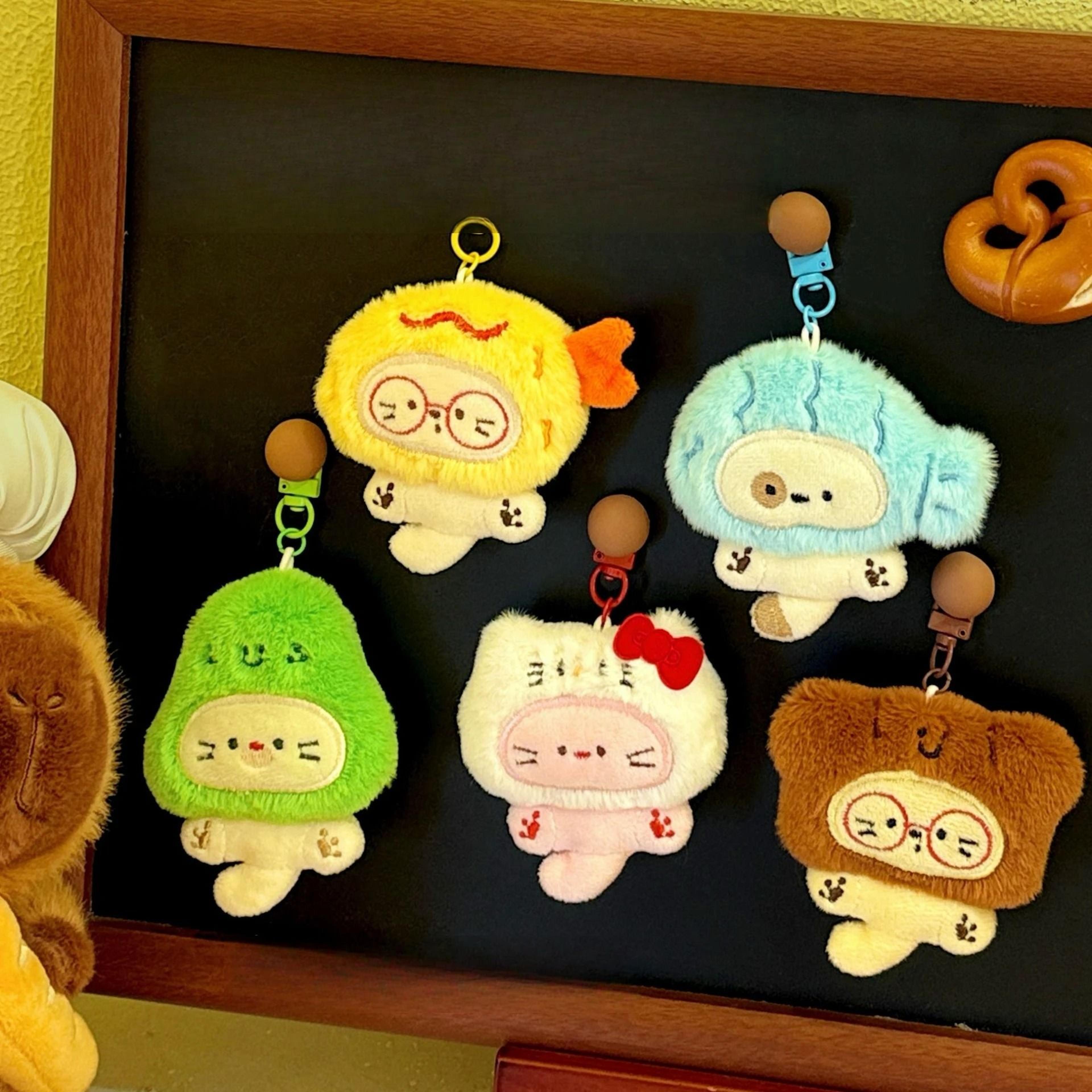 cute plush kitten keychain pendant for bags and backpacks