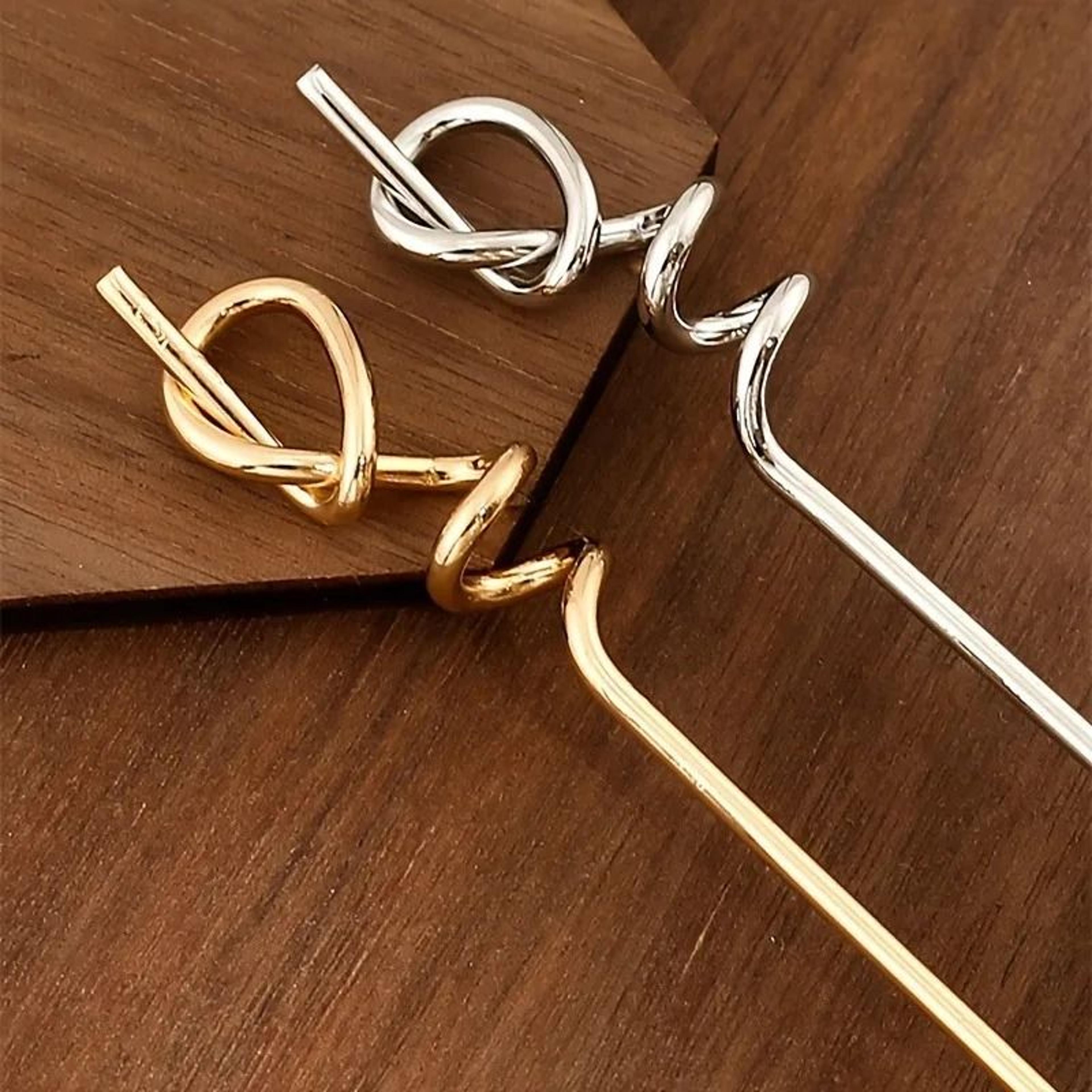 golden hip hop twist hairpin – simple alloy stick pin for effortless cool style (1pc or 2pcs)
