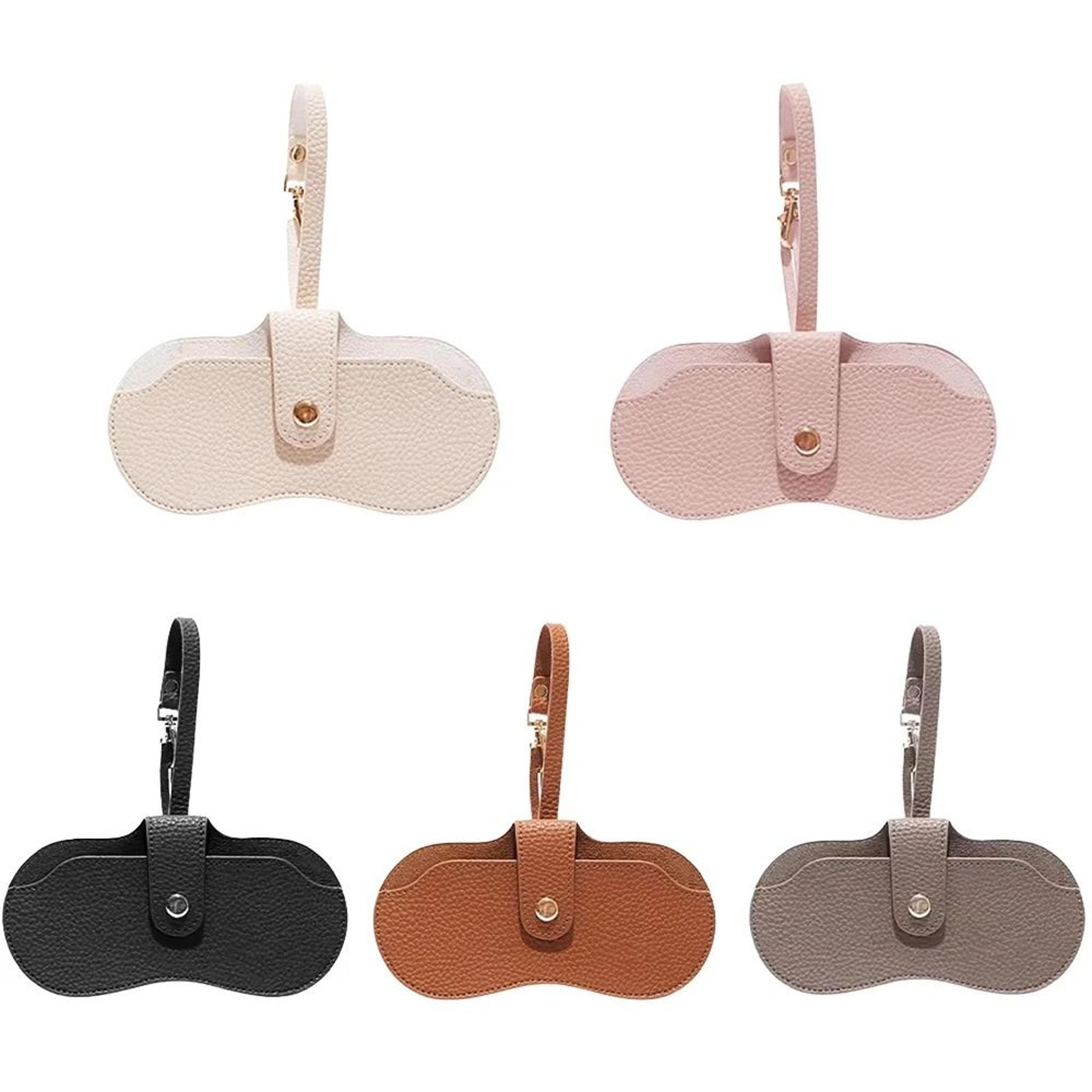 magnetic leather glasses case with lanyard