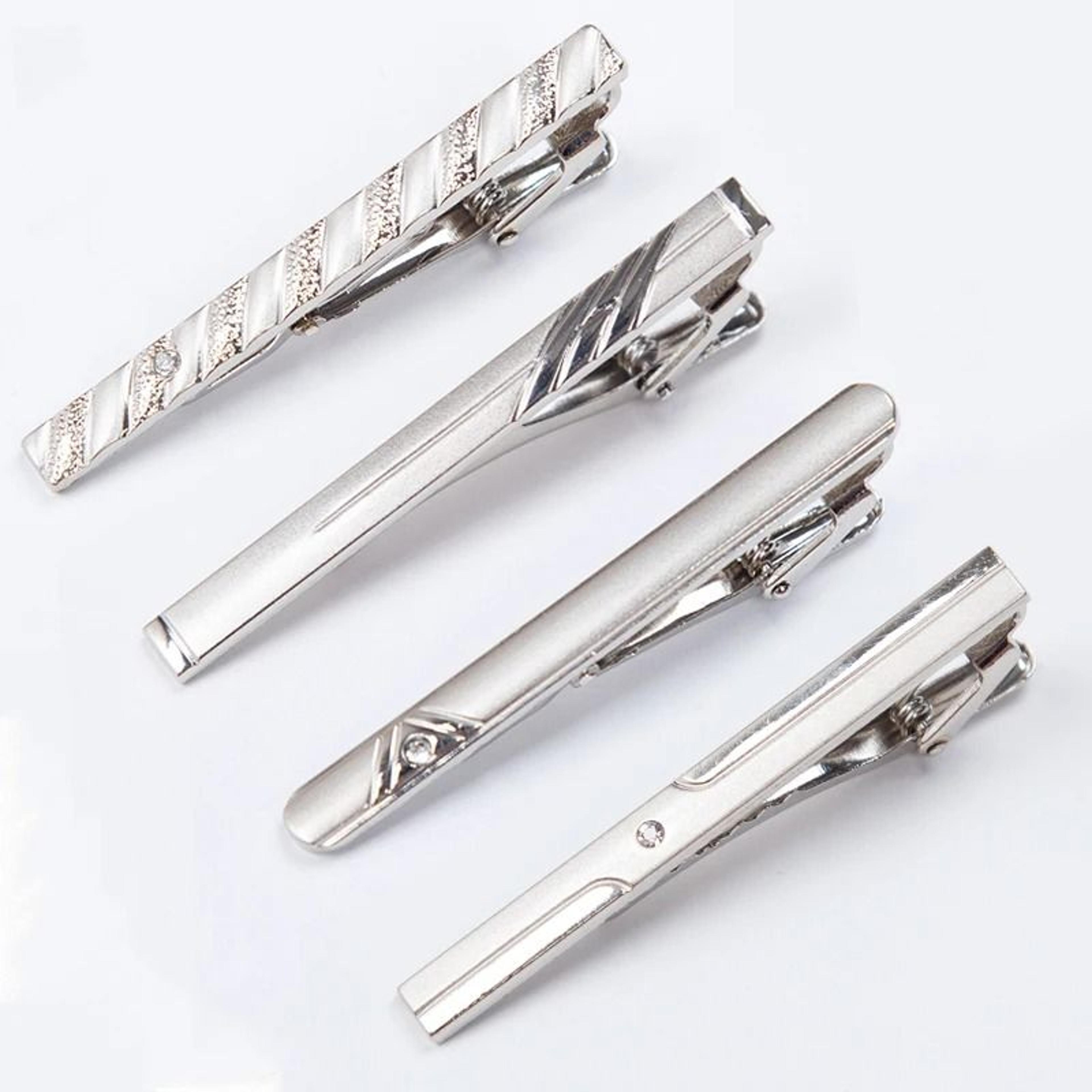men metal silver color tie clip