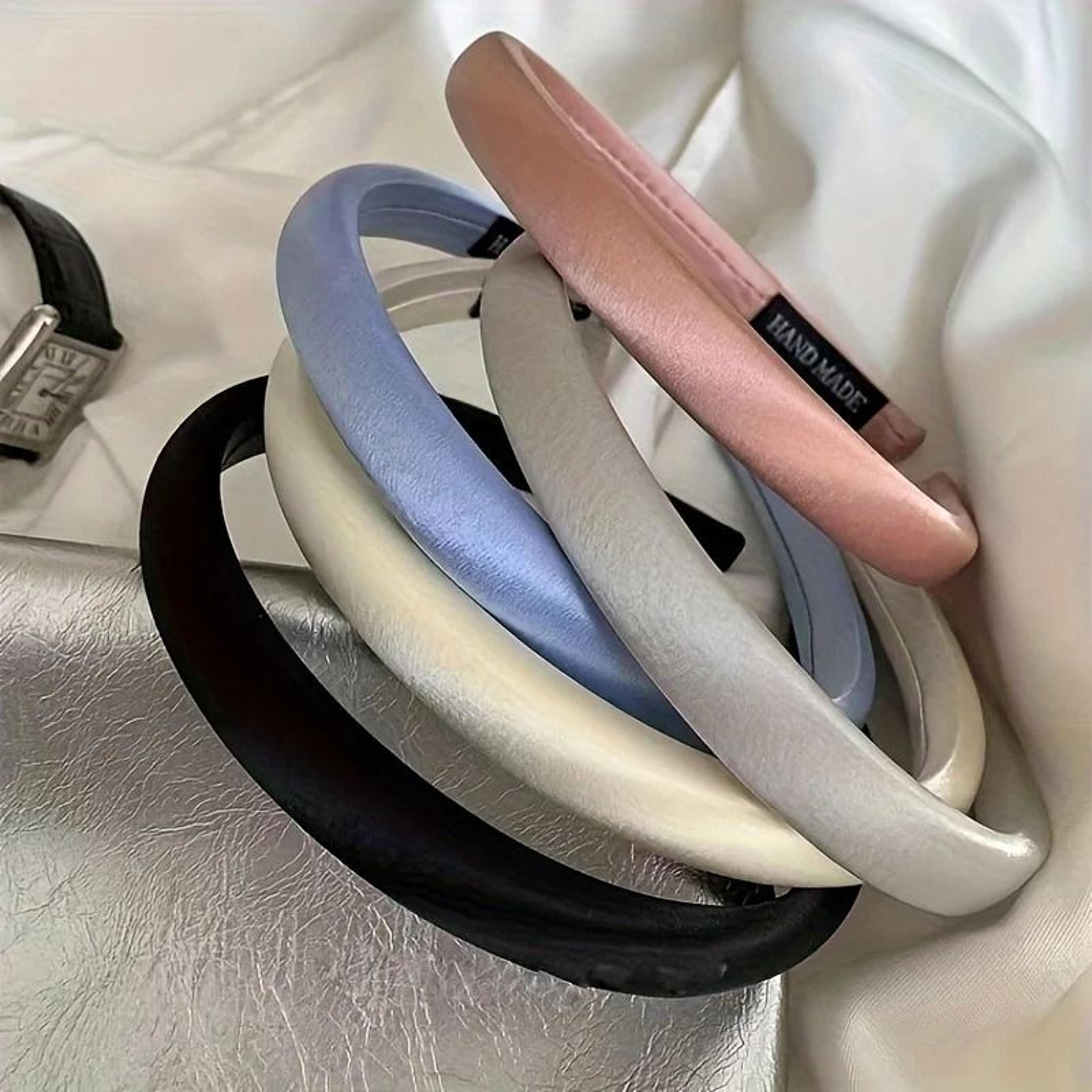 solid color satin elastic hair bands for women