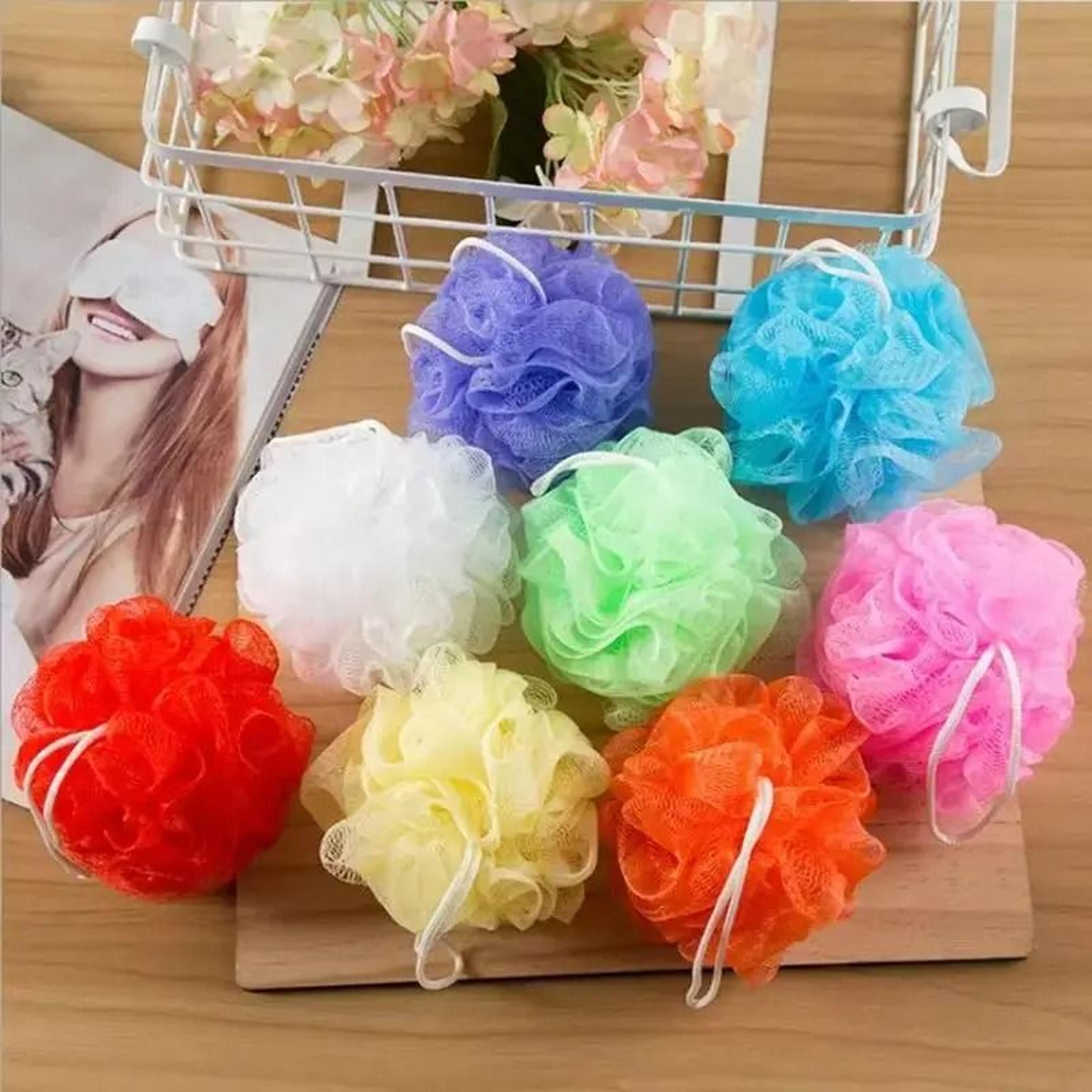 bath and shower mesh loofah puff set – 10 piece random color pack