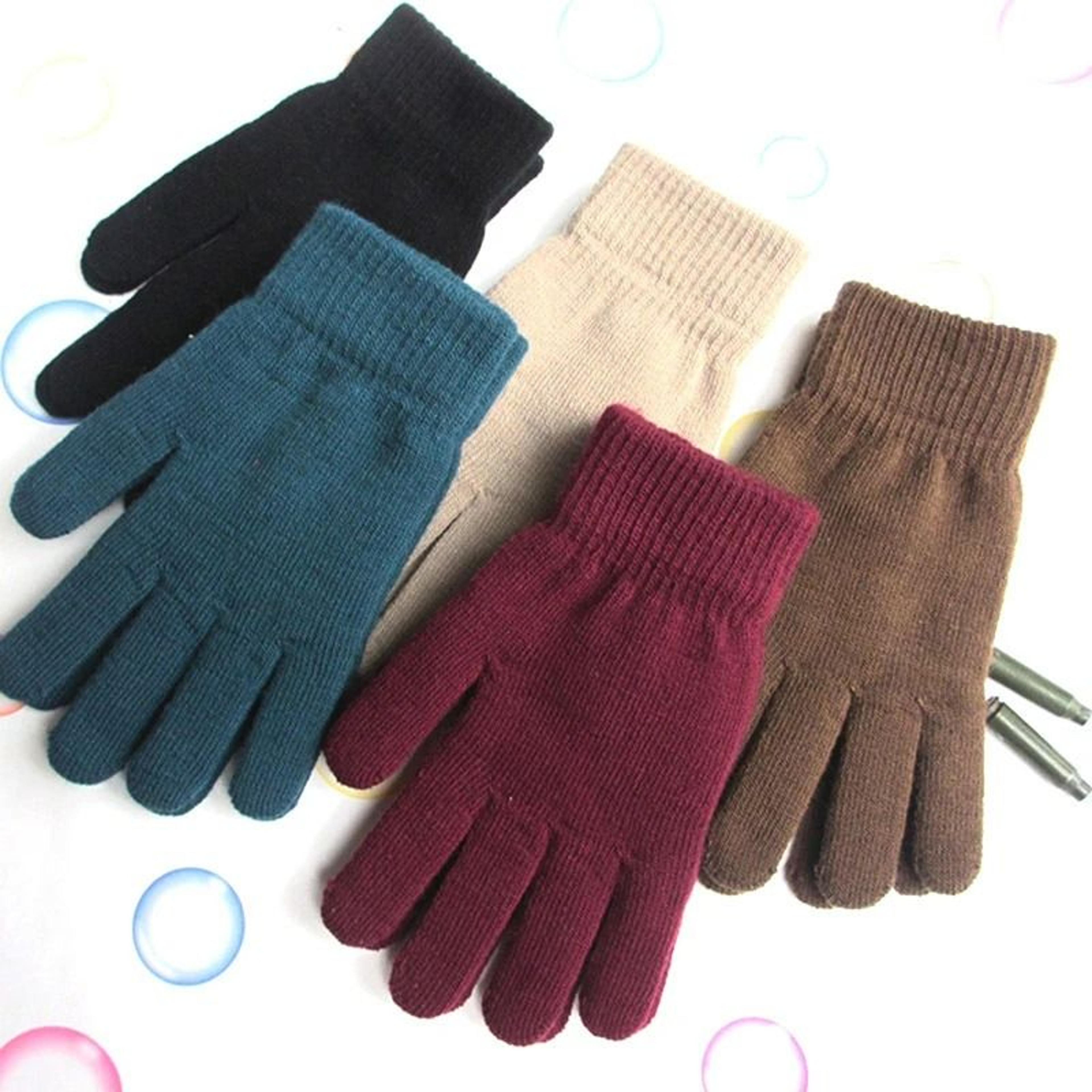women knitted winter gloves full finger mittens