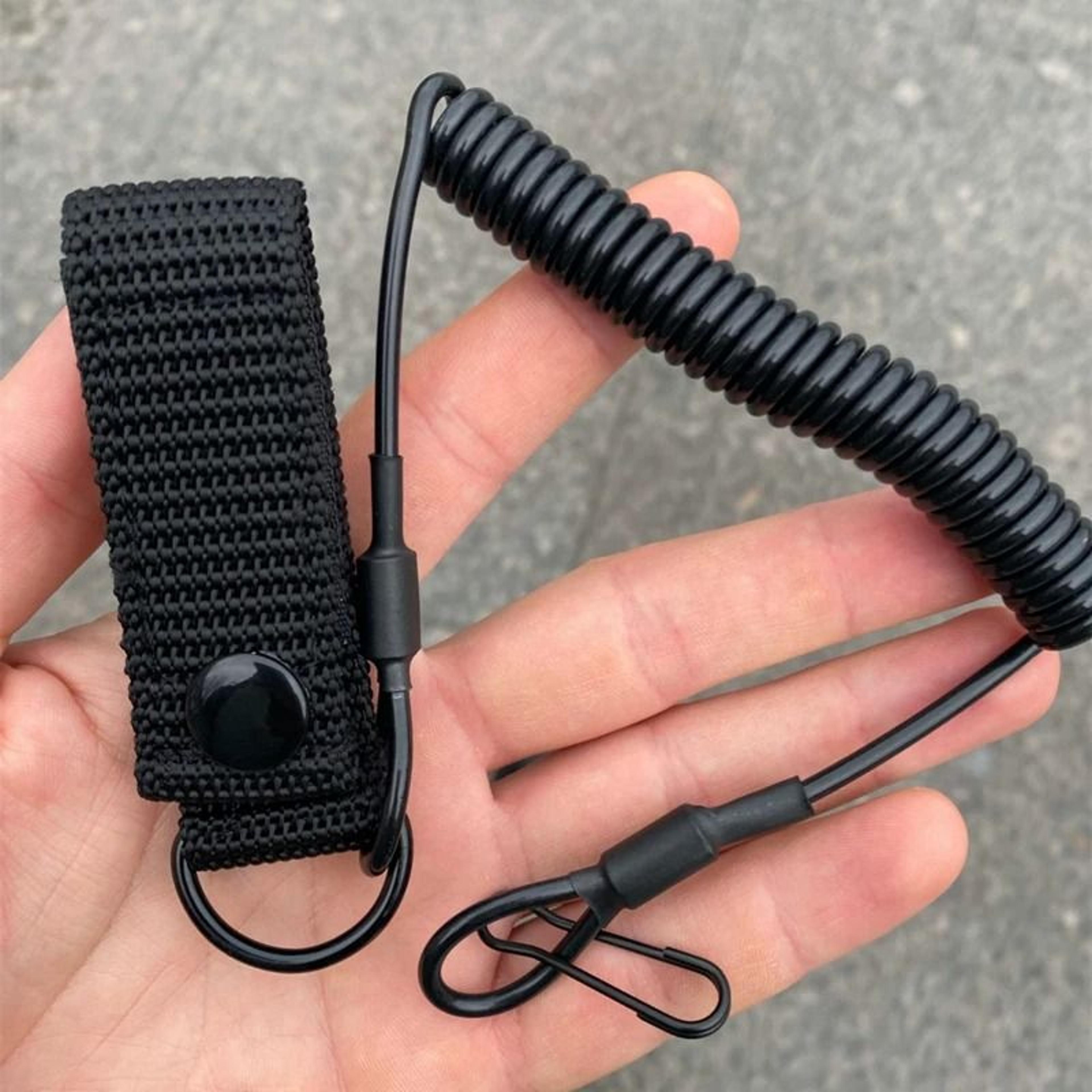 elastic tactical lanyard rope anti lost spring safety strap