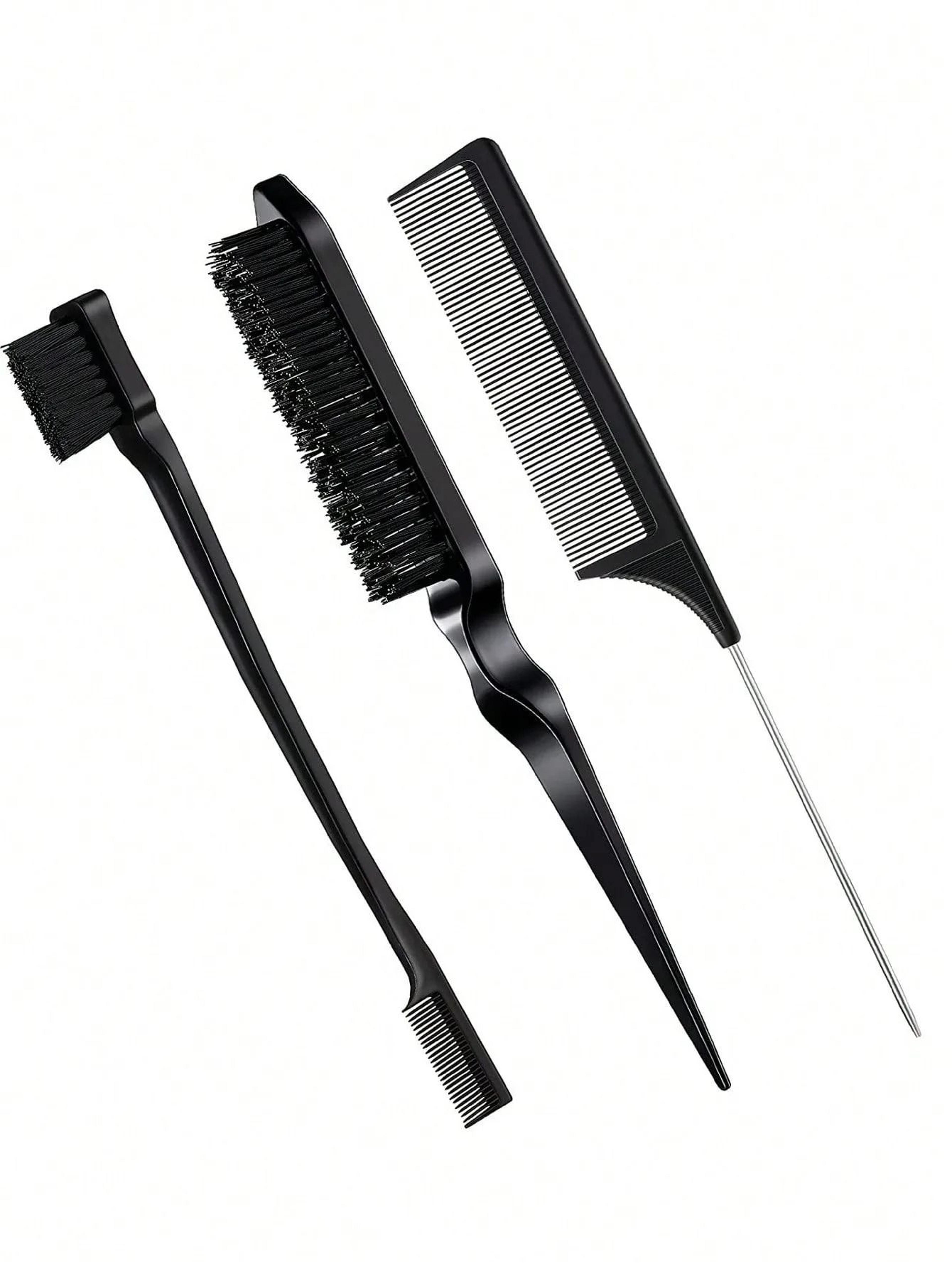 styling comb set with edge brush and tail comb for hair and wig care