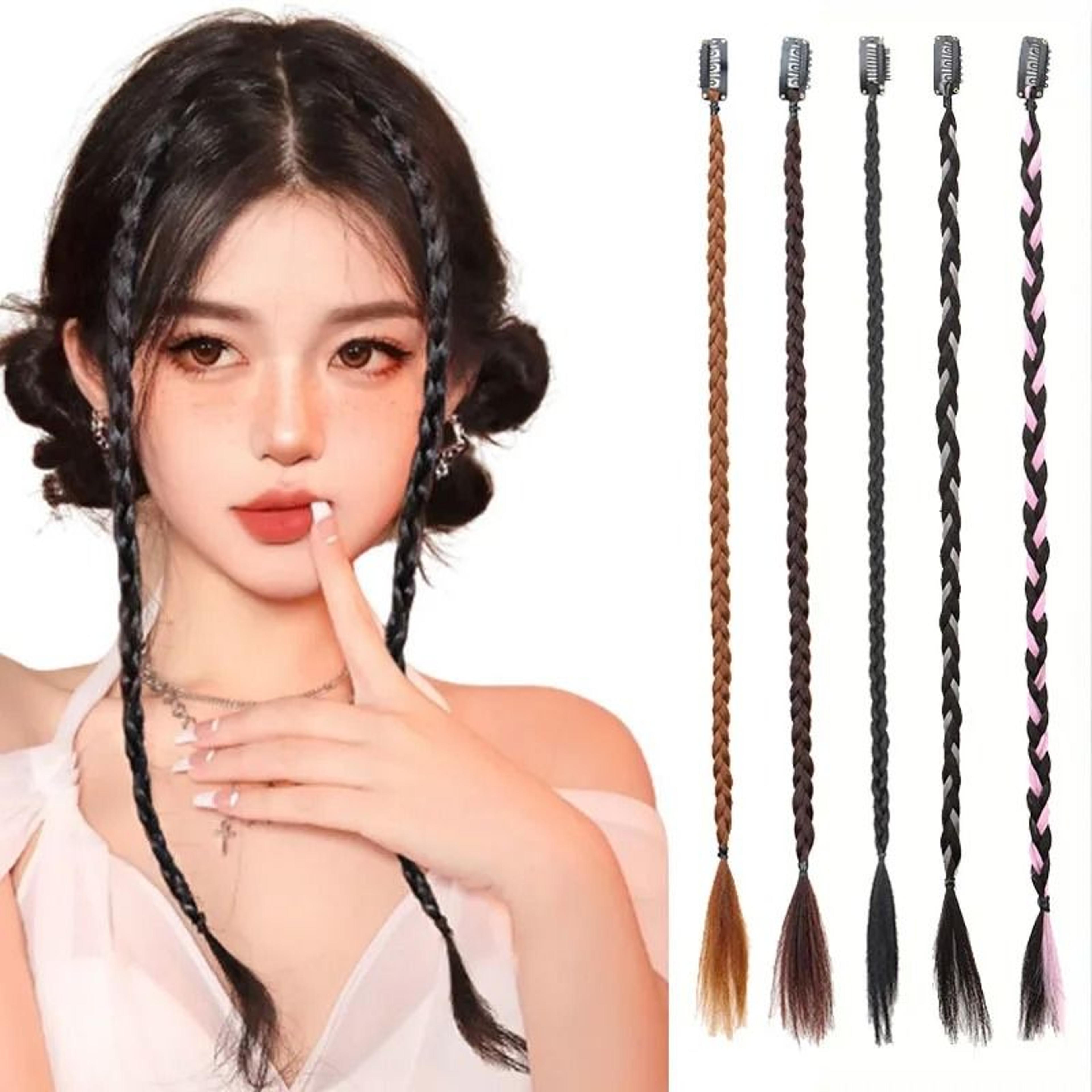 synthetic braid ponytail hairpiece with strong clip 2 piece set