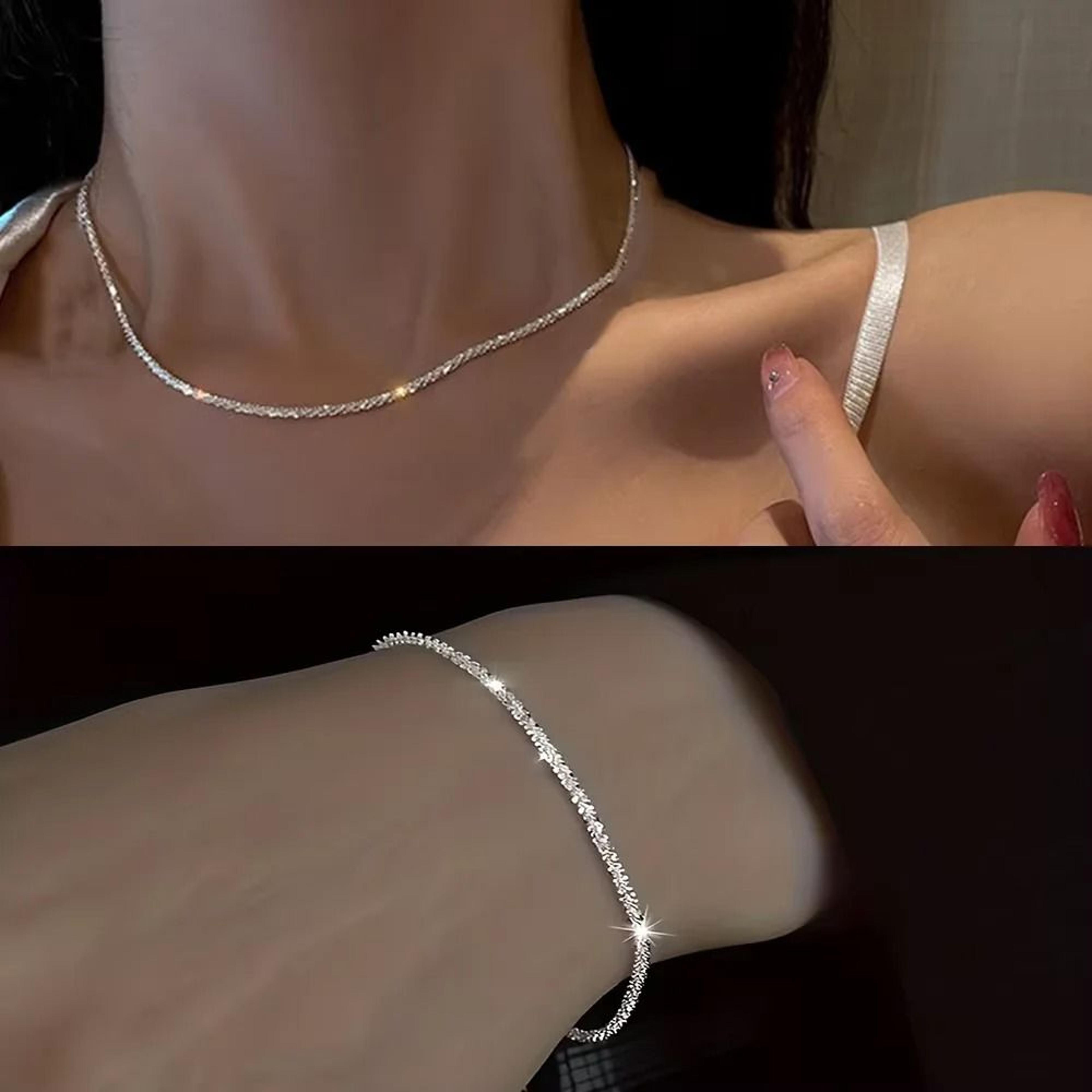 silver plated necklace and bracelet set